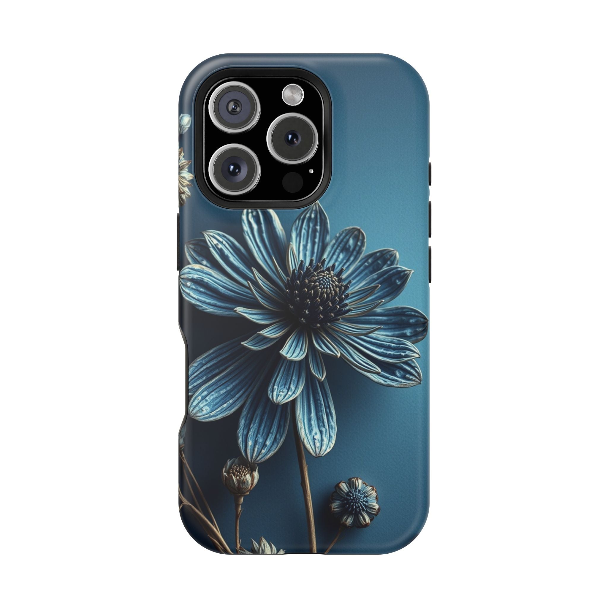 iPhone Midnight Blue And Silver Dried Flower Flat Lay iPhone 15 · iPhone Case