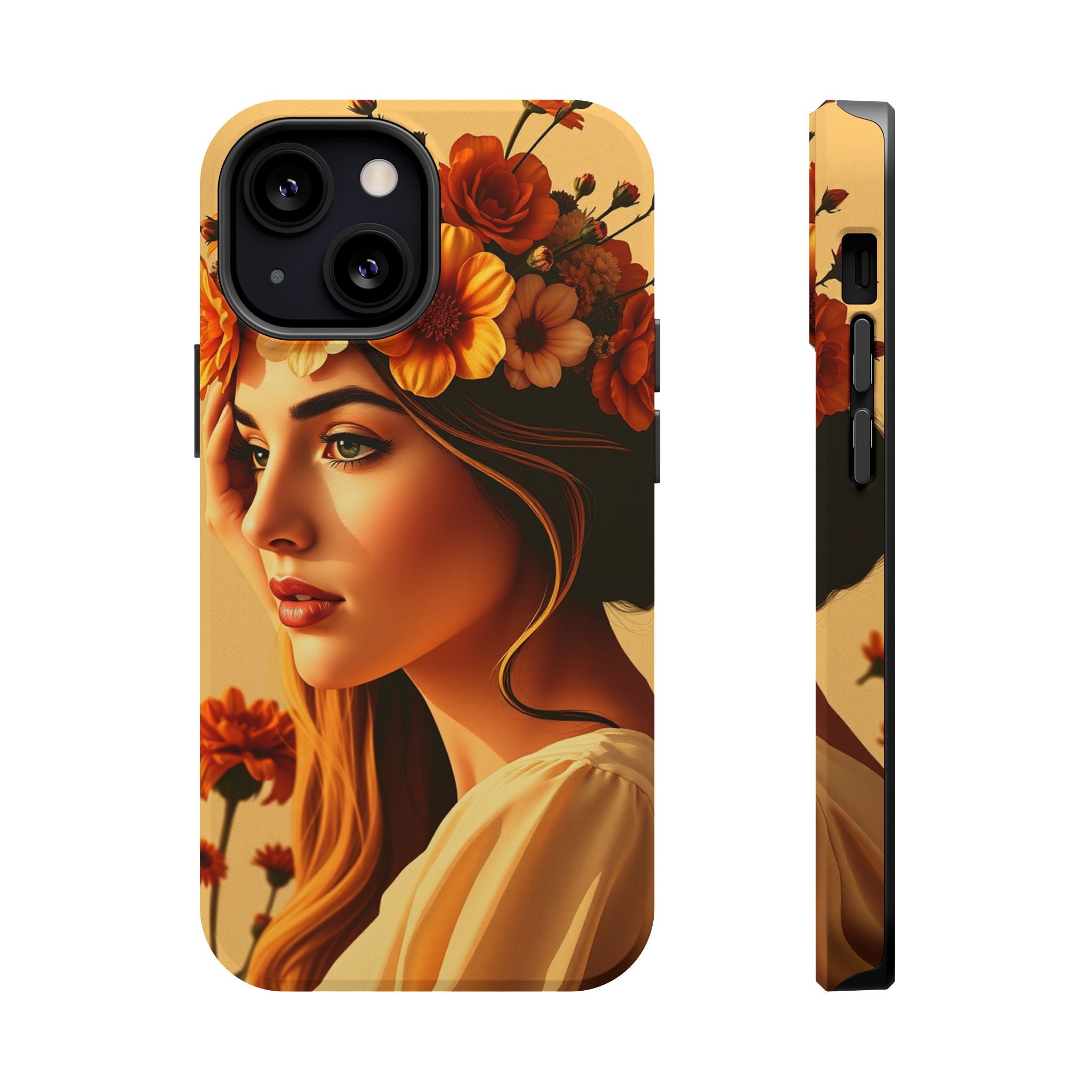 iPhone Mustard And Rust Floral Crown Slim Everyday Designer Case · iPhone Case