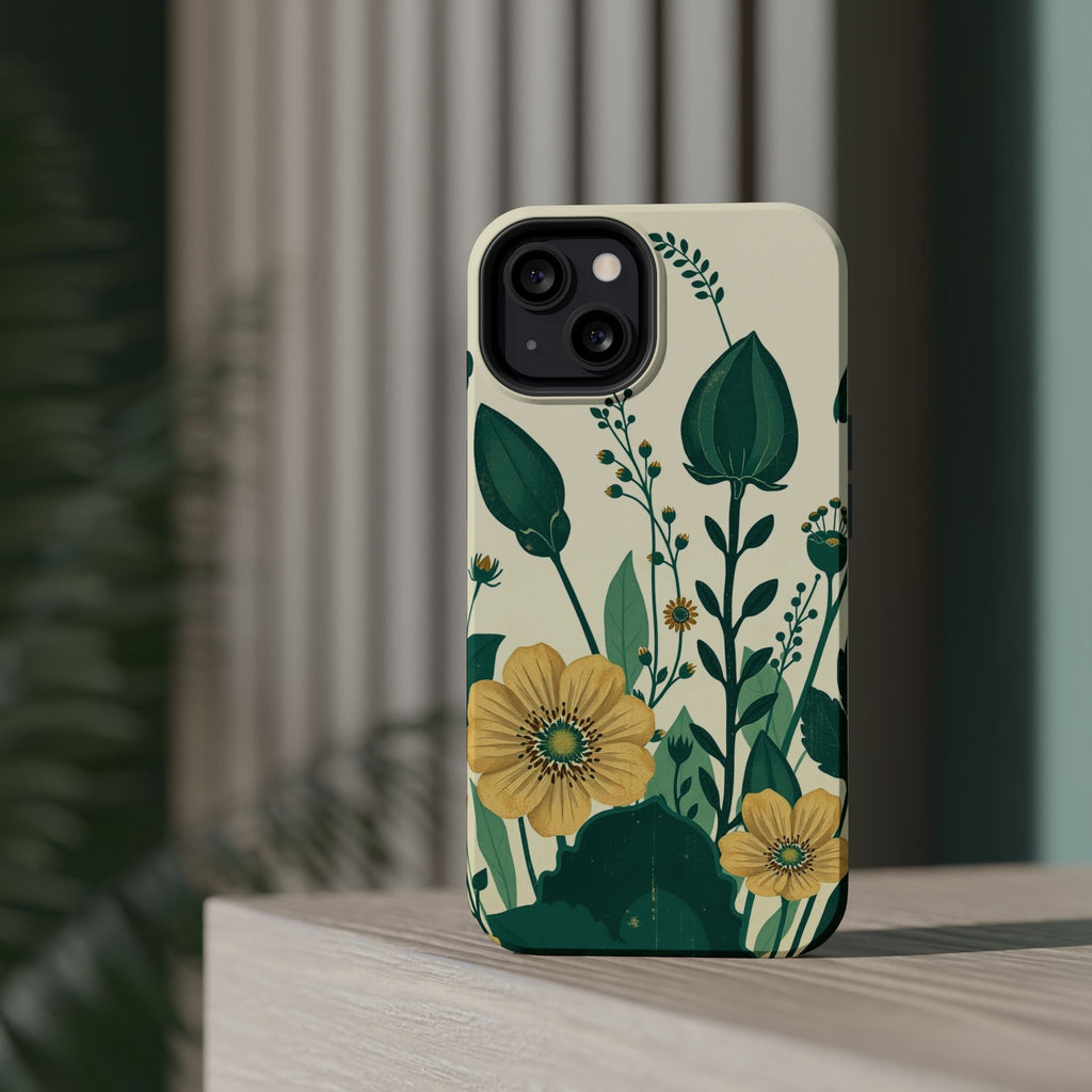 iPhone Emerald Green And Gold Pressed Botanicals Clean iPhone Minimal · iPhone C