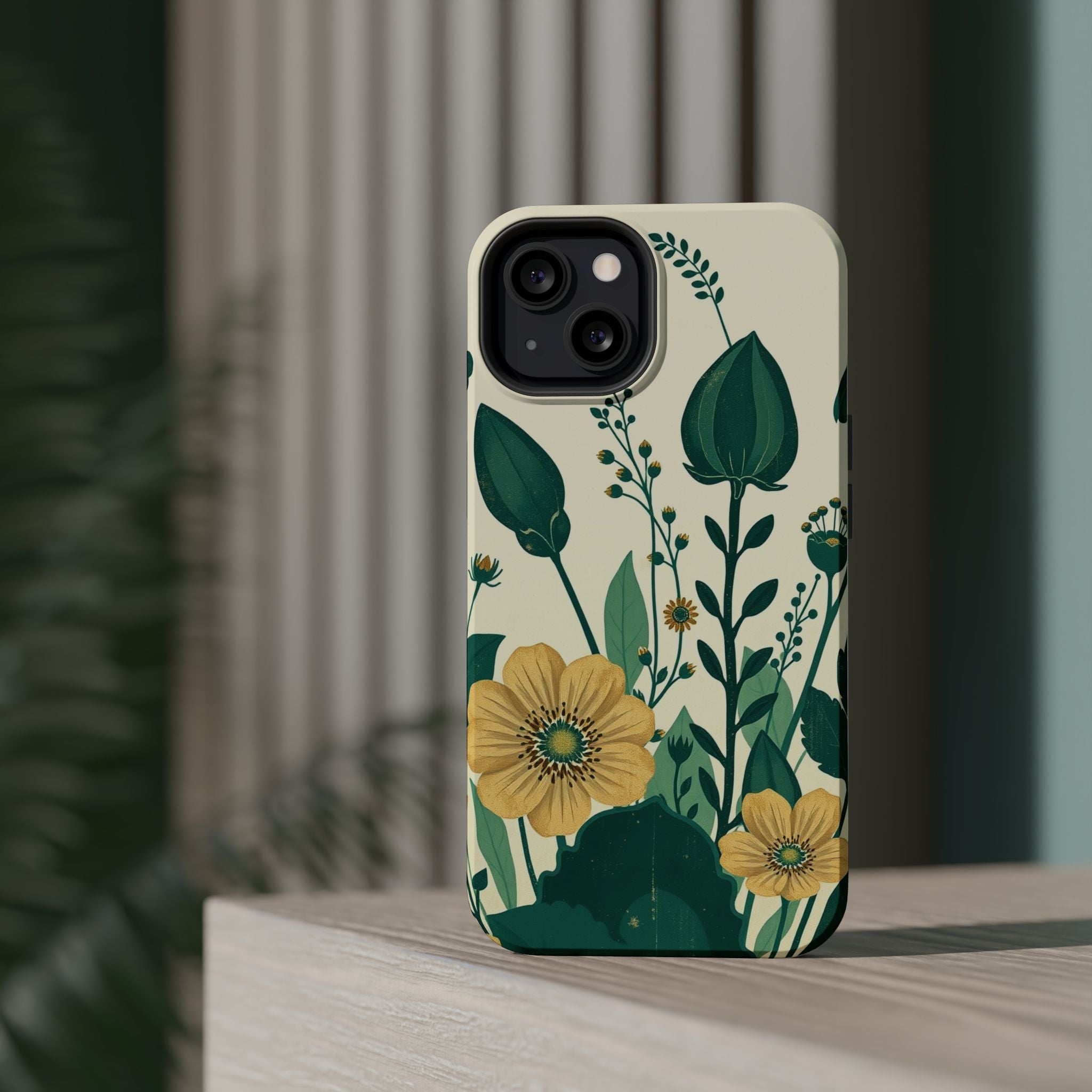 iPhone Emerald Green And Gold Pressed Botanicals Clean iPhone Minimal · iPhone C