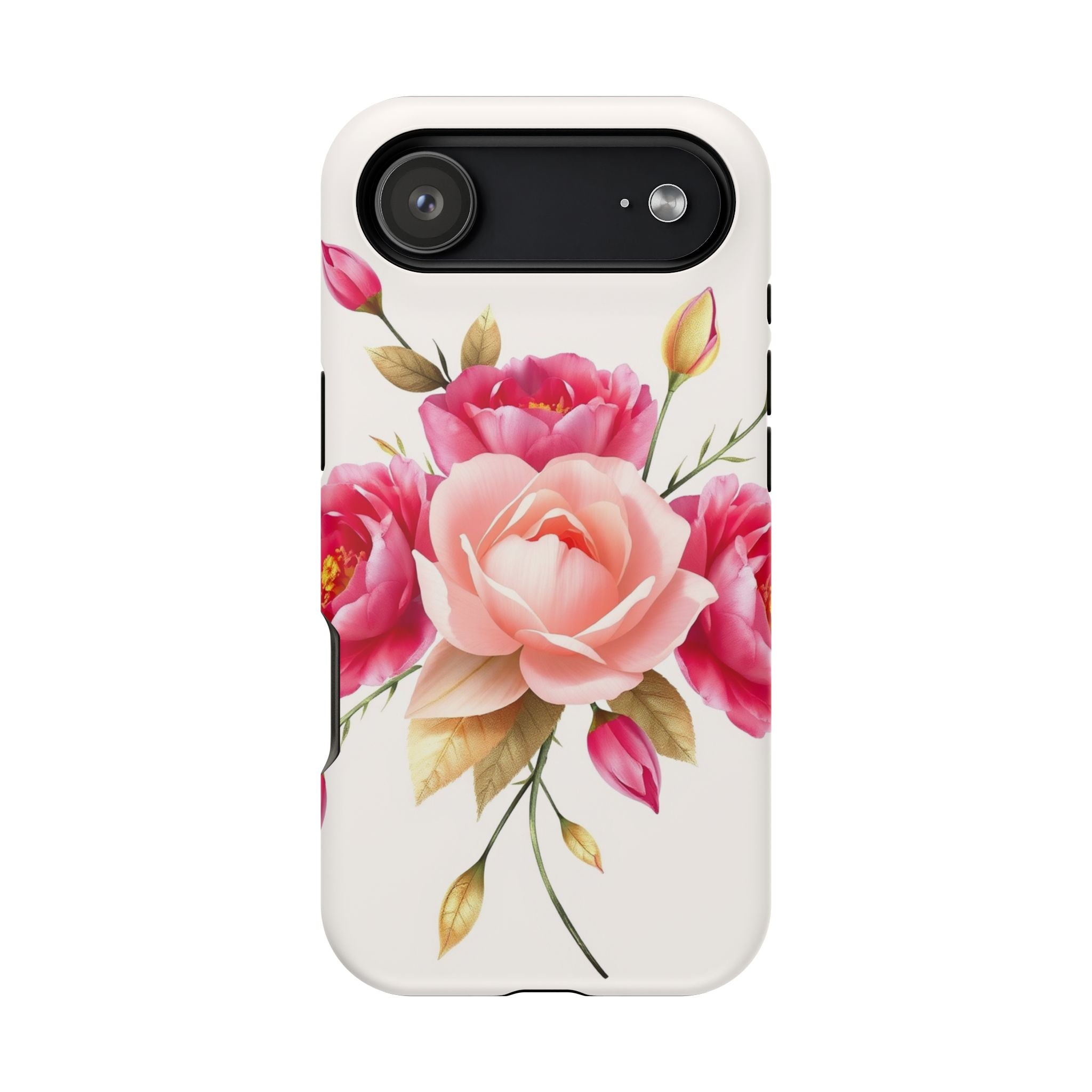 iPhone Rose Pink And Cream Neon Floral Slim Everyday Designer Case · iPhone Case