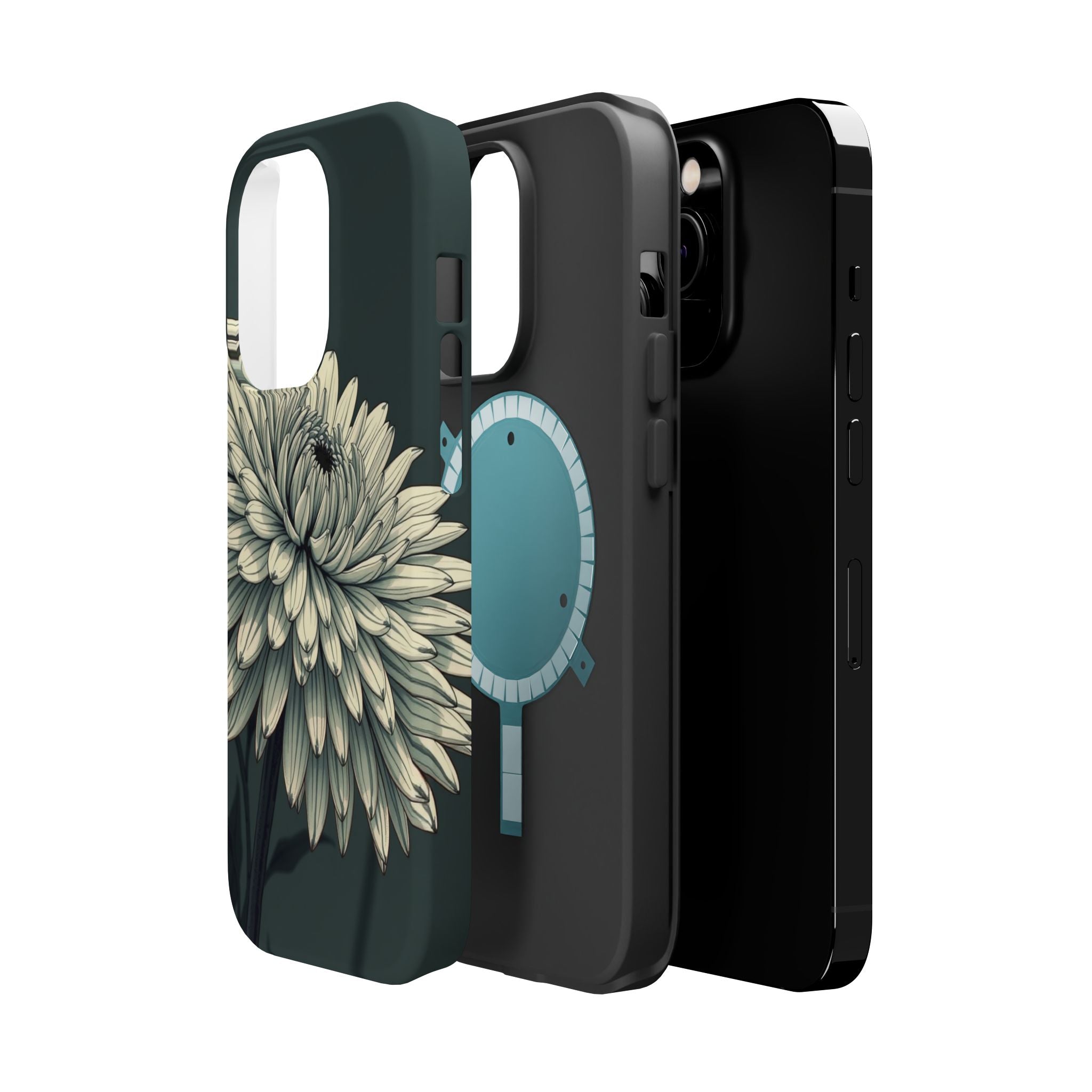 iPhone Chrysanthemum Classic Dark Gothic Ink Carry Case Slim Snap Case · iPhone