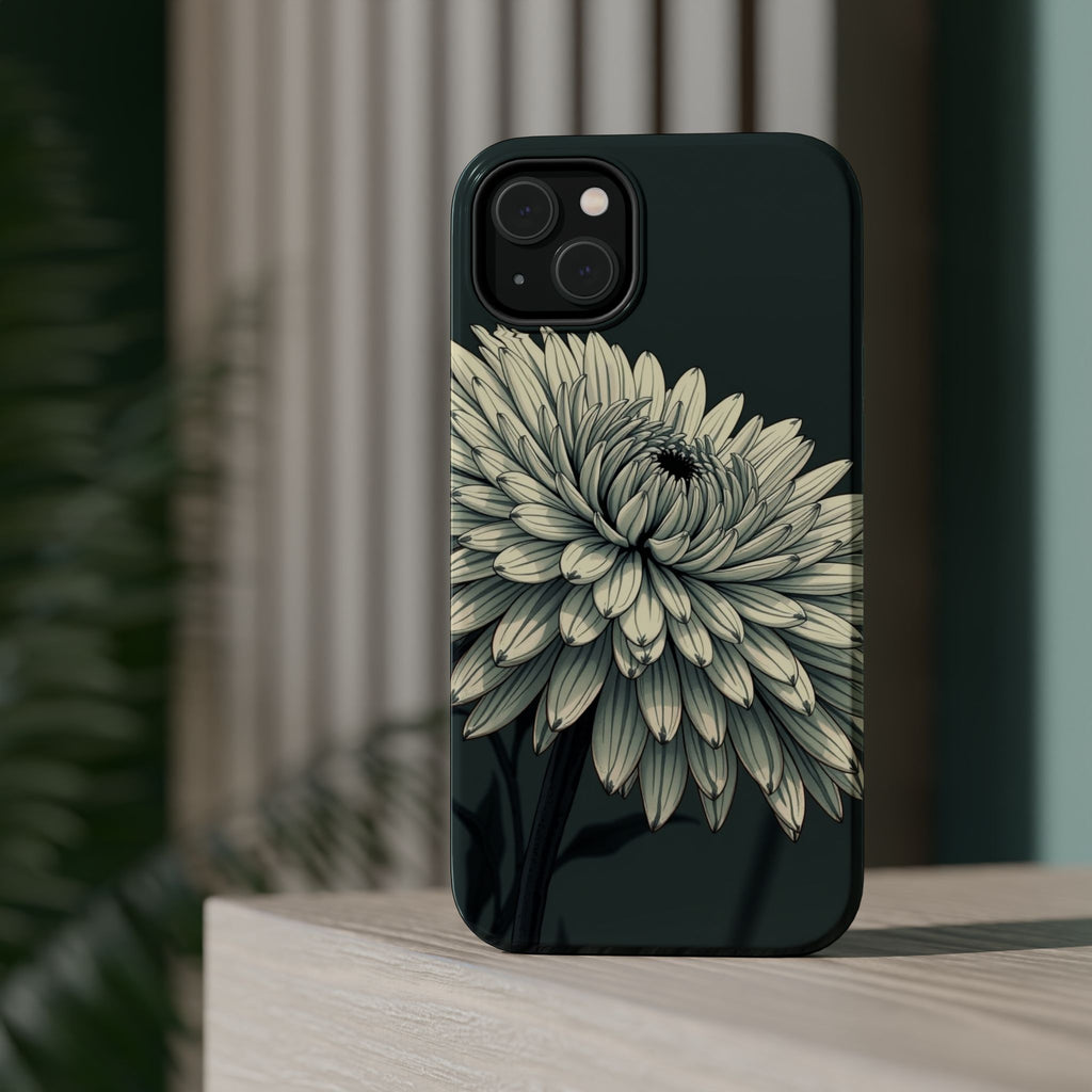 iPhone Chrysanthemum Classic Dark Gothic Ink Carry Case Slim Snap Case · iPhone