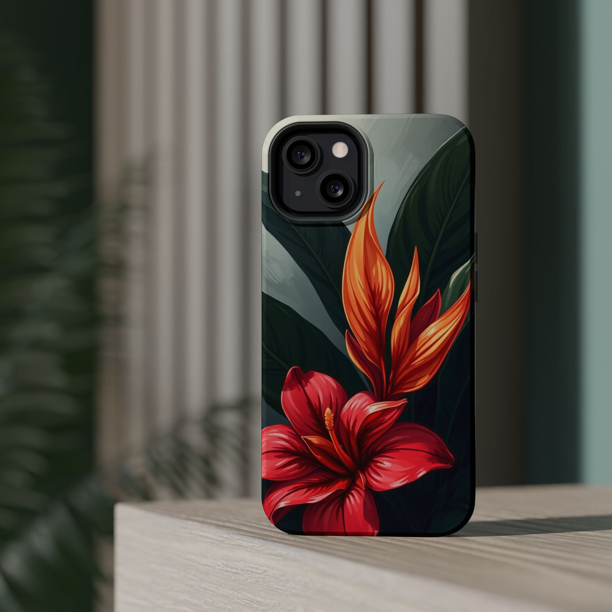 iPhone Black And Crimson Tropical Bloom Slim Everyday iPhone Designer · iPhone C