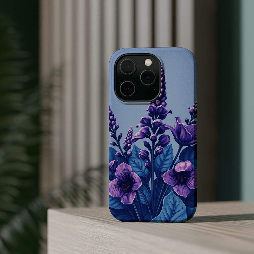 iPhone Indigo And Violet Botanical Illustration Soft iPhone Finish · iPhone Case