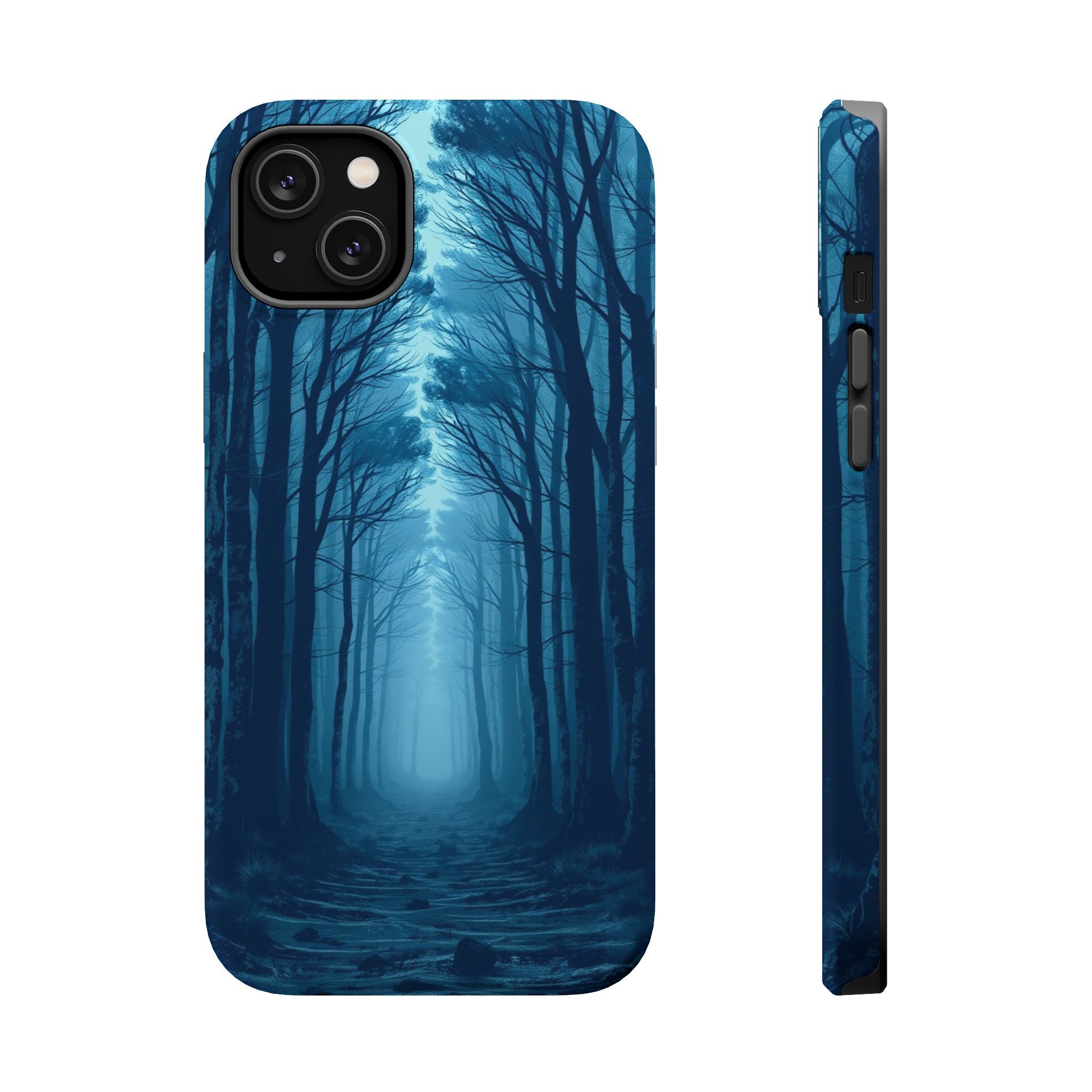 iPhone Midnight Blue And Silver Misty Forest Path iPhone Clean Minimal · iPhone