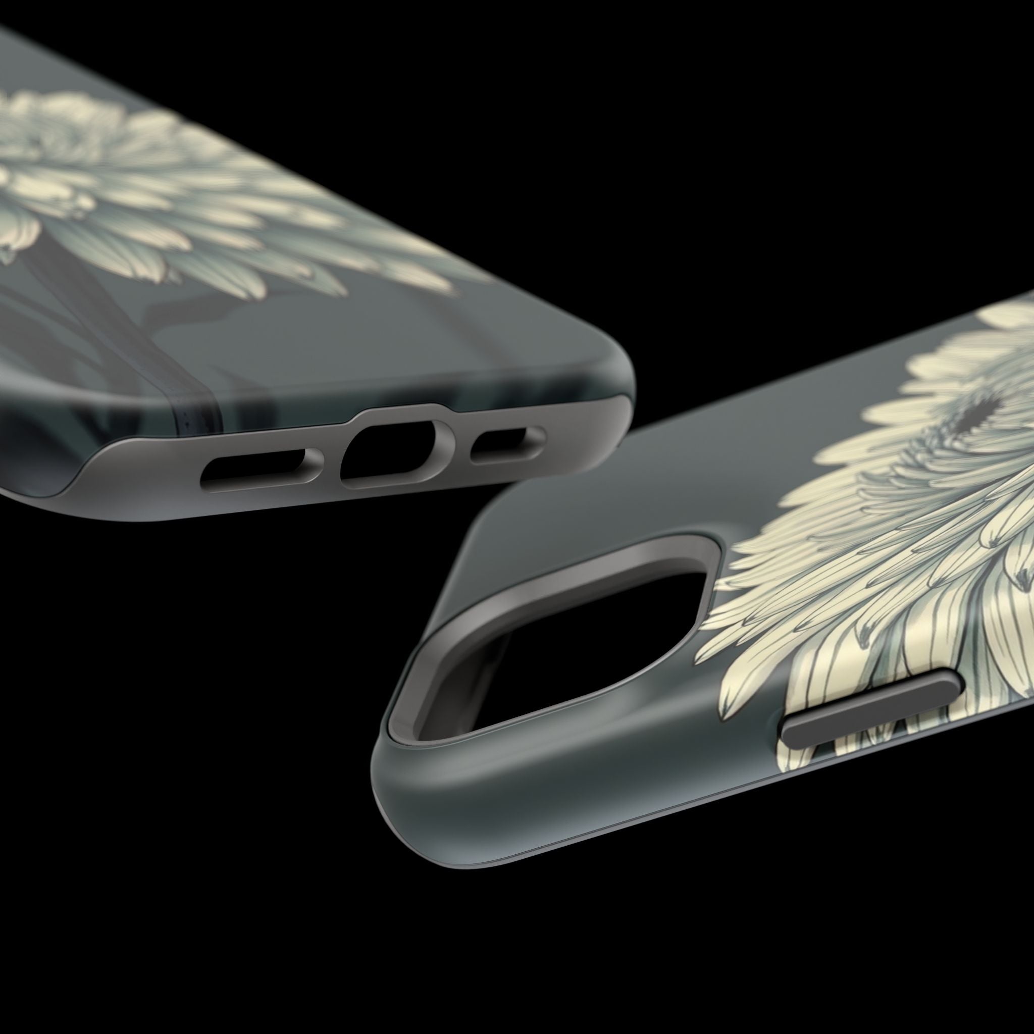 iPhone Chrysanthemum Classic Dark Gothic Ink Carry Case Slim Snap Case · iPhone
