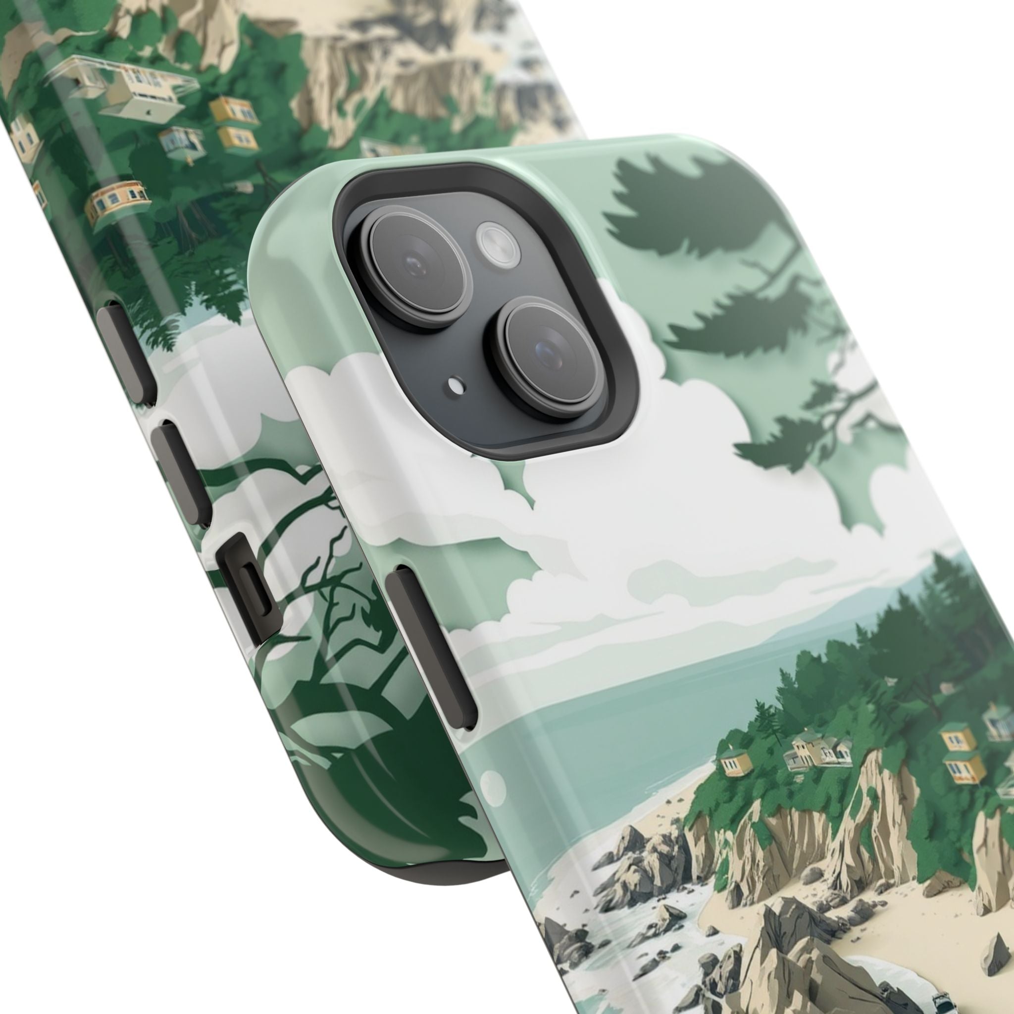 iPhone Pebble Beach Paper Cut Art Bold Modern Everyday Snap Case · iPhone Case