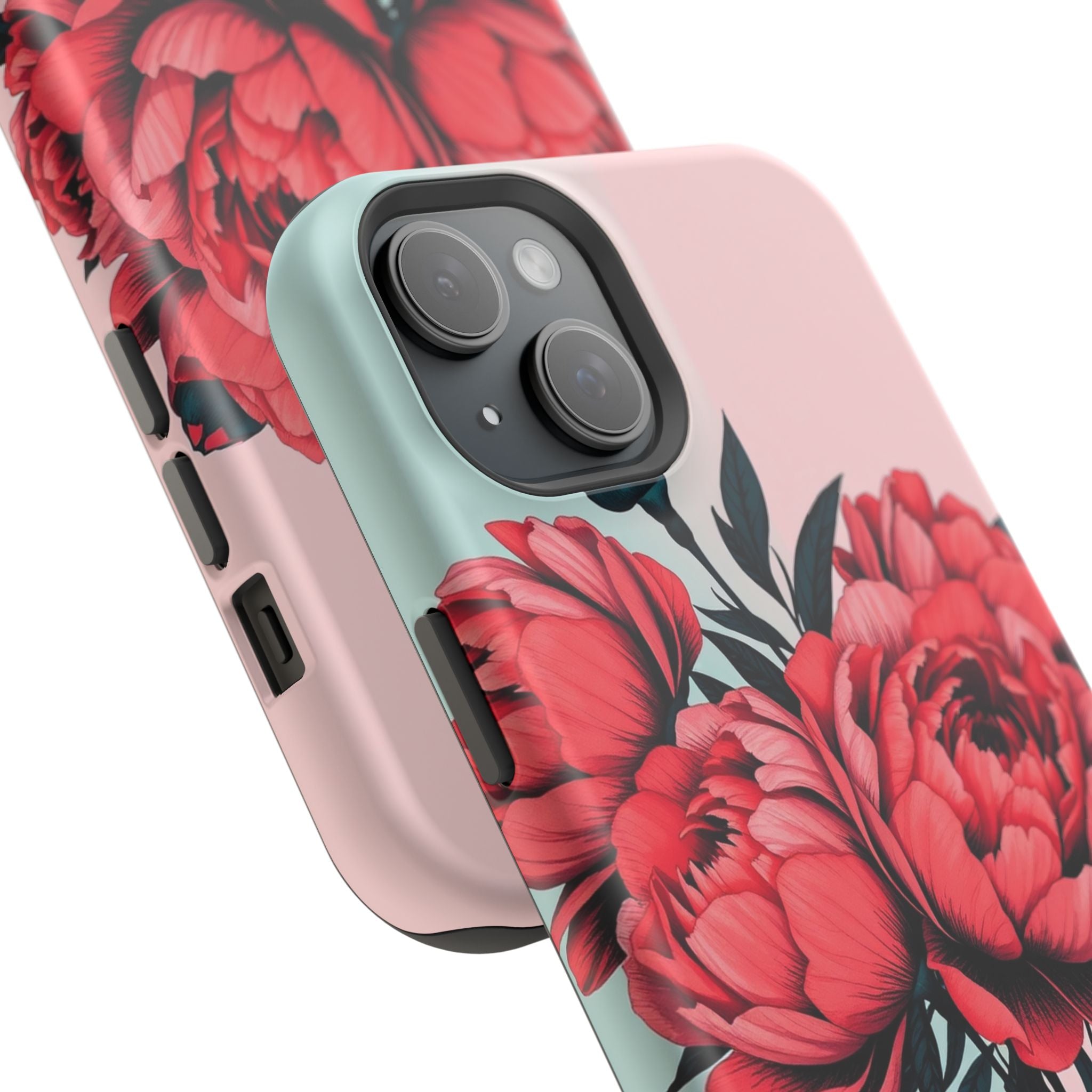 iPhone Teal And Coral Peony Bouquet Artistic Everyday Cas Slim Snap Case · iPhon
