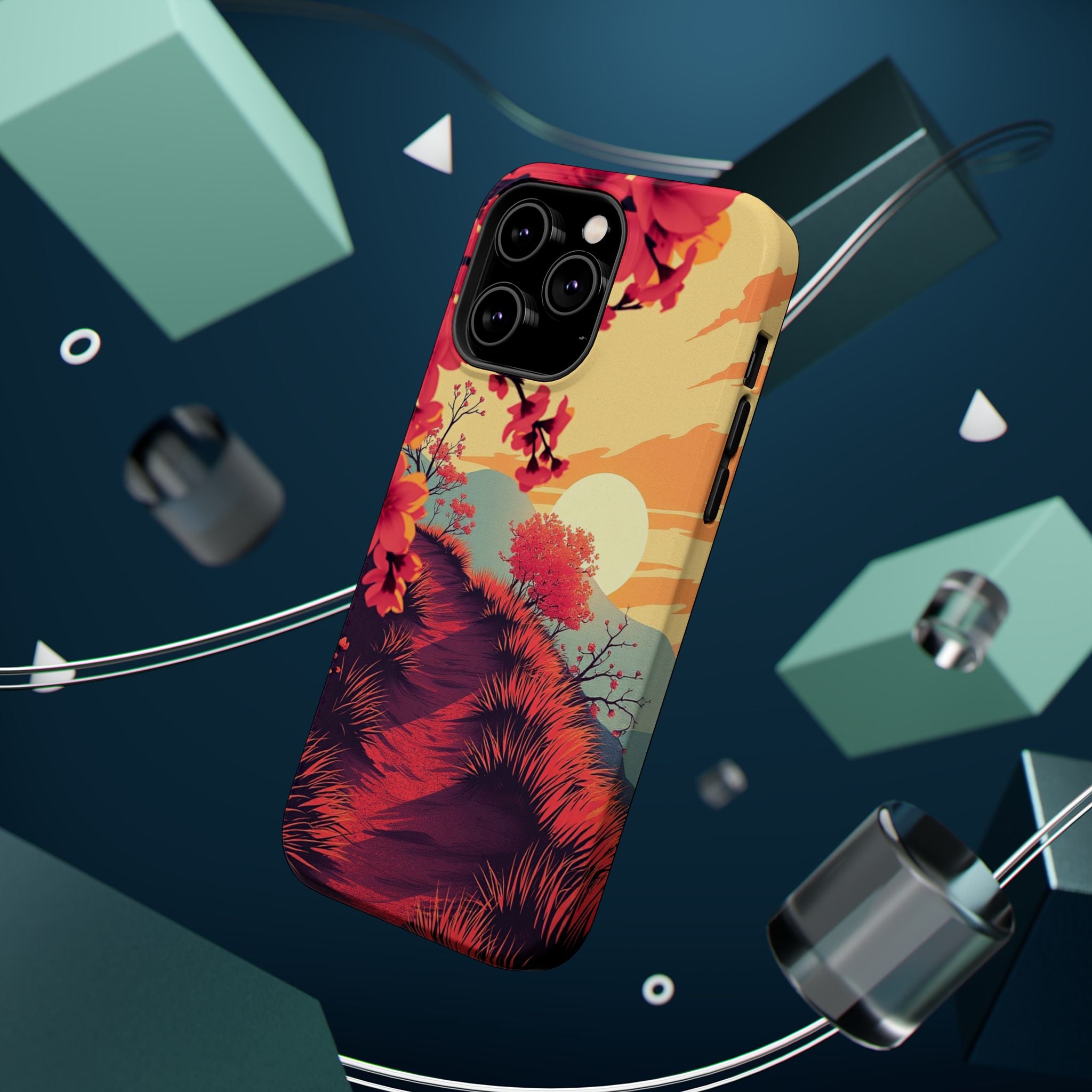iPhone Sunset Amber And Peach Blossom Trail Soft iPhone 15 Finish · iPhone Case