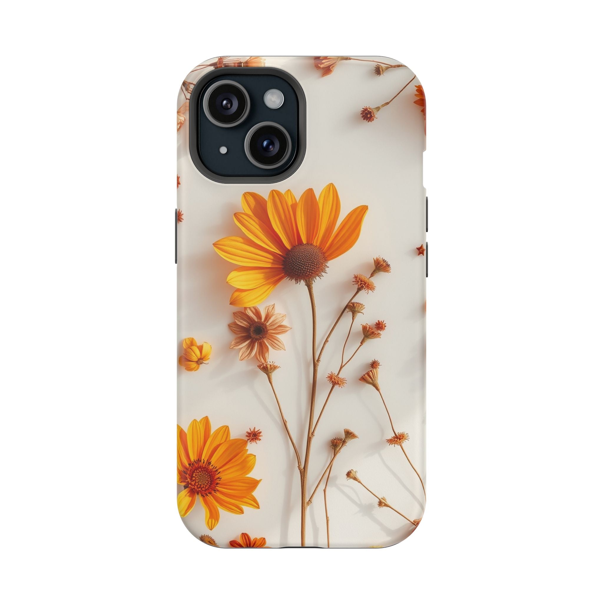 iPhone Mustard And Rust Dried Flower Flat Lay Carry Case Slim Snap Case · iPhone