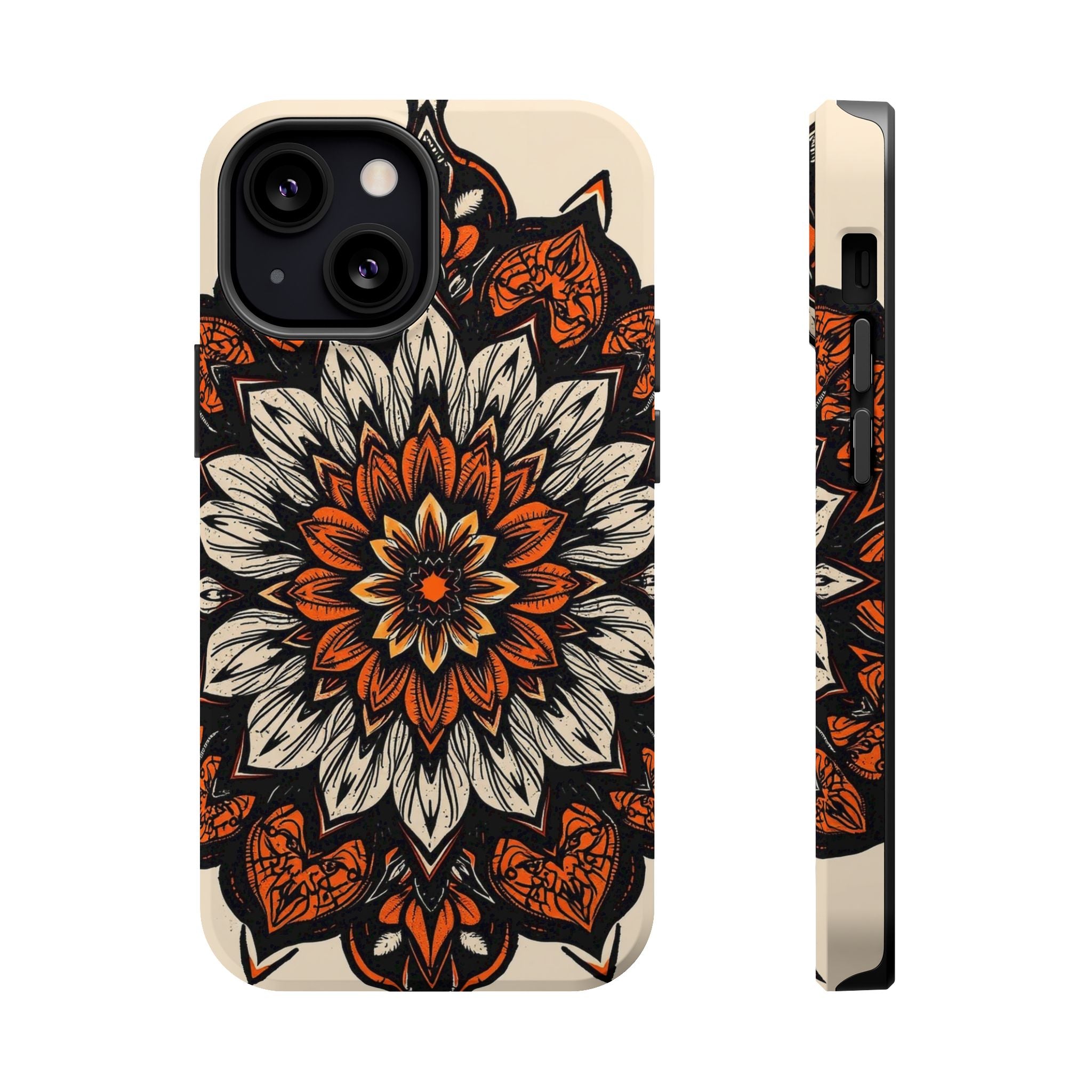 iPhone Burnt Orange And Sand Floral Mandala Slim Snap Cas Carry Case · iPhone Ca
