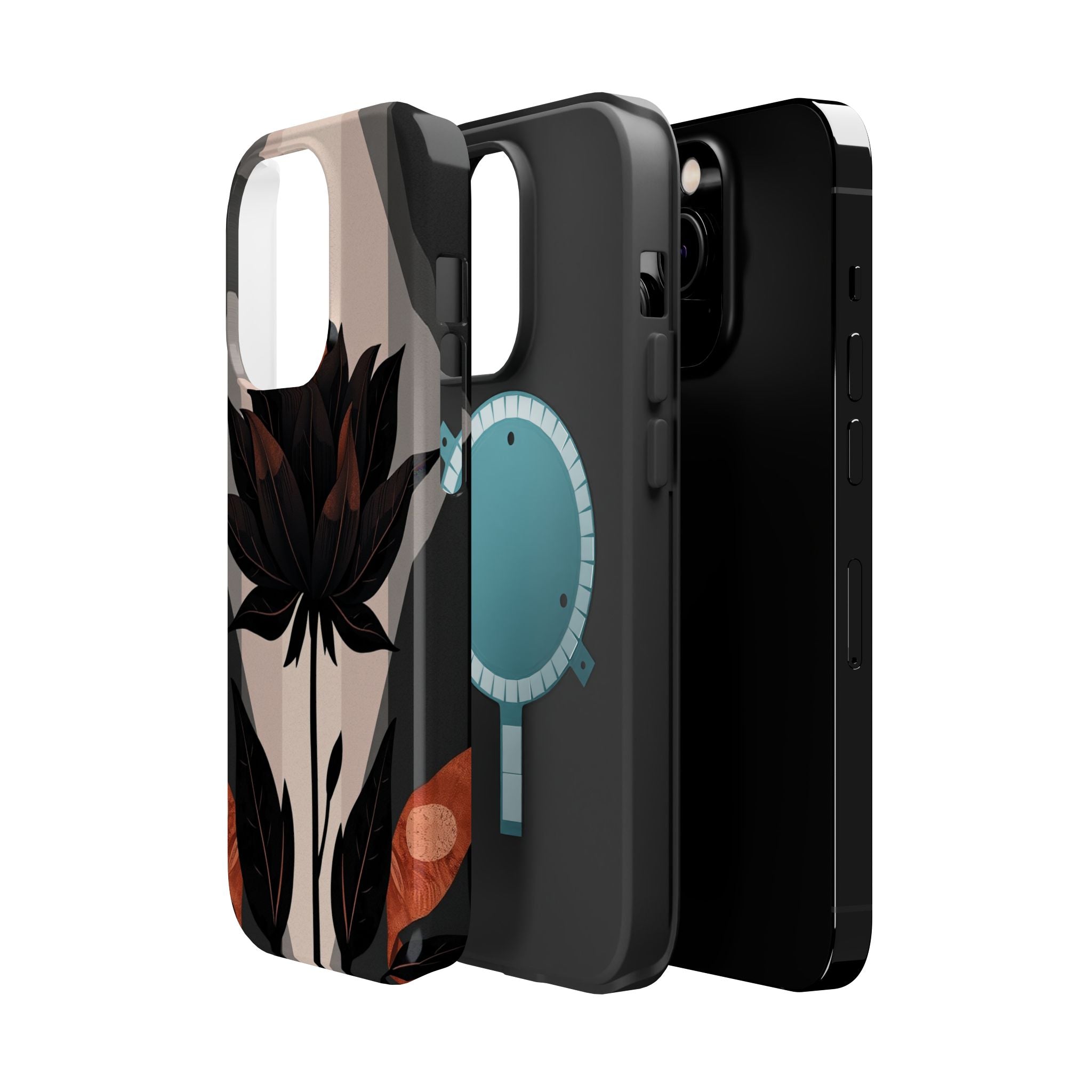 iPhone Charcoal And Copper Floral Silhouette Slim iPhone Everyday · iPhone Case