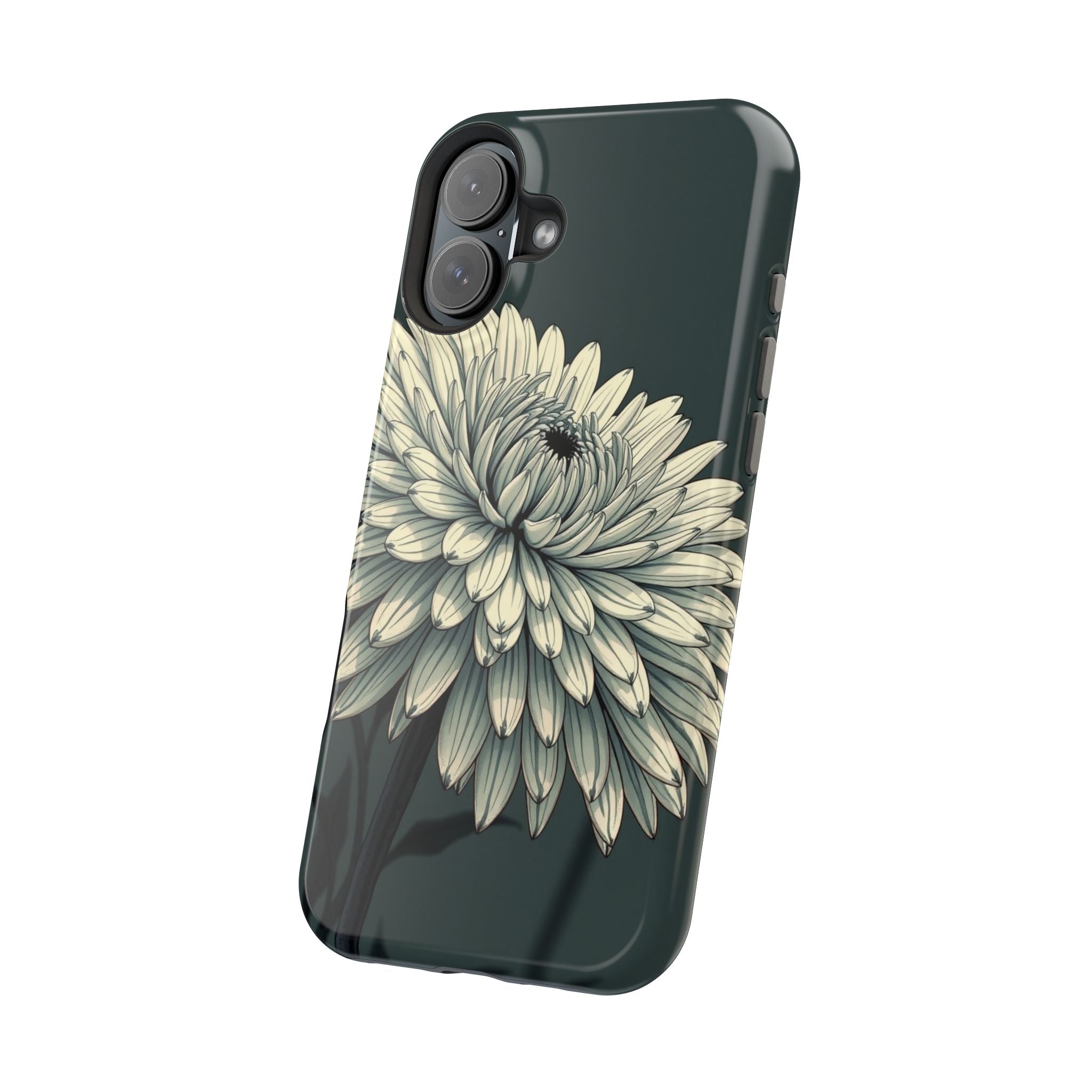 iPhone Chrysanthemum Classic Dark Gothic Ink Carry Case Slim Snap Case · iPhone