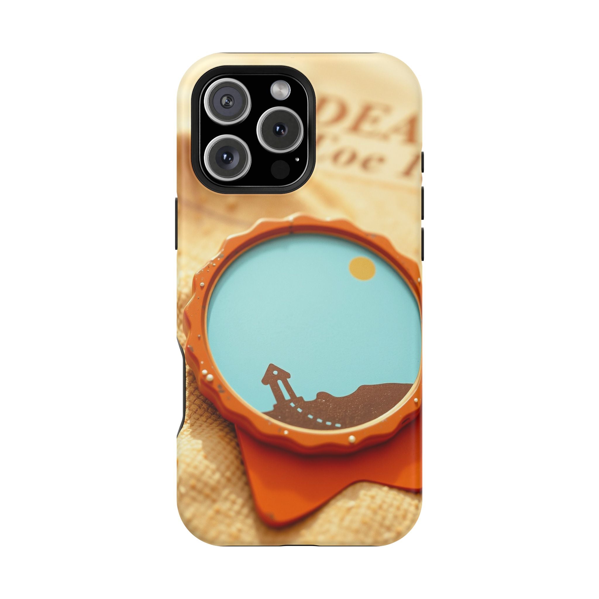 iPhone Burnt Orange And Sand Retro Travel Badge Soft Finish Everyday Case · iPho