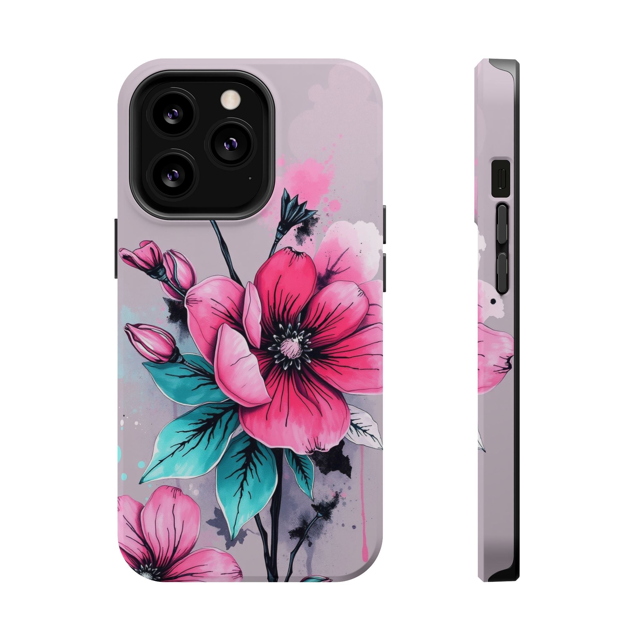 iPhone Mint And Blush Floral Ink Wash Slim Everyday Designer Case · iPhone Case