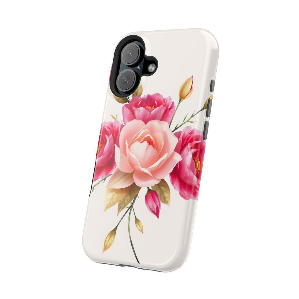 iPhone Rose Pink And Cream Neon Floral Slim Everyday Designer Case · iPhone Case