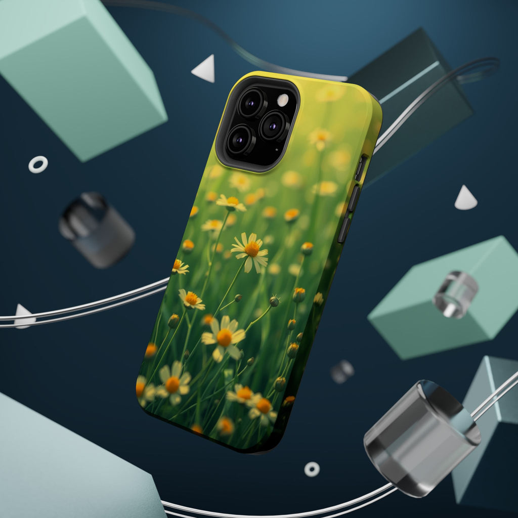 iPhone Emerald Green And Gold Wildflower Field Soft Finish Everyday · iPhone Cas