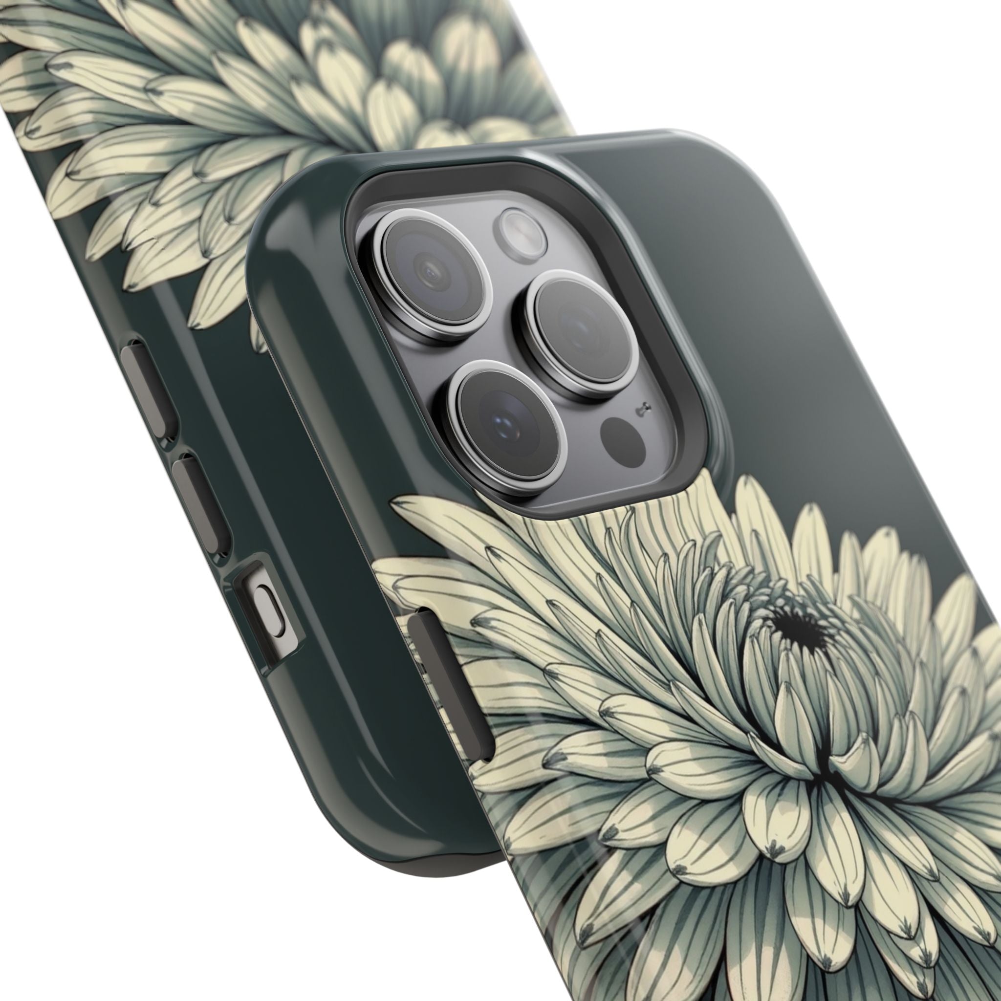 iPhone Chrysanthemum Classic Dark Gothic Ink Carry Case Slim Snap Case · iPhone