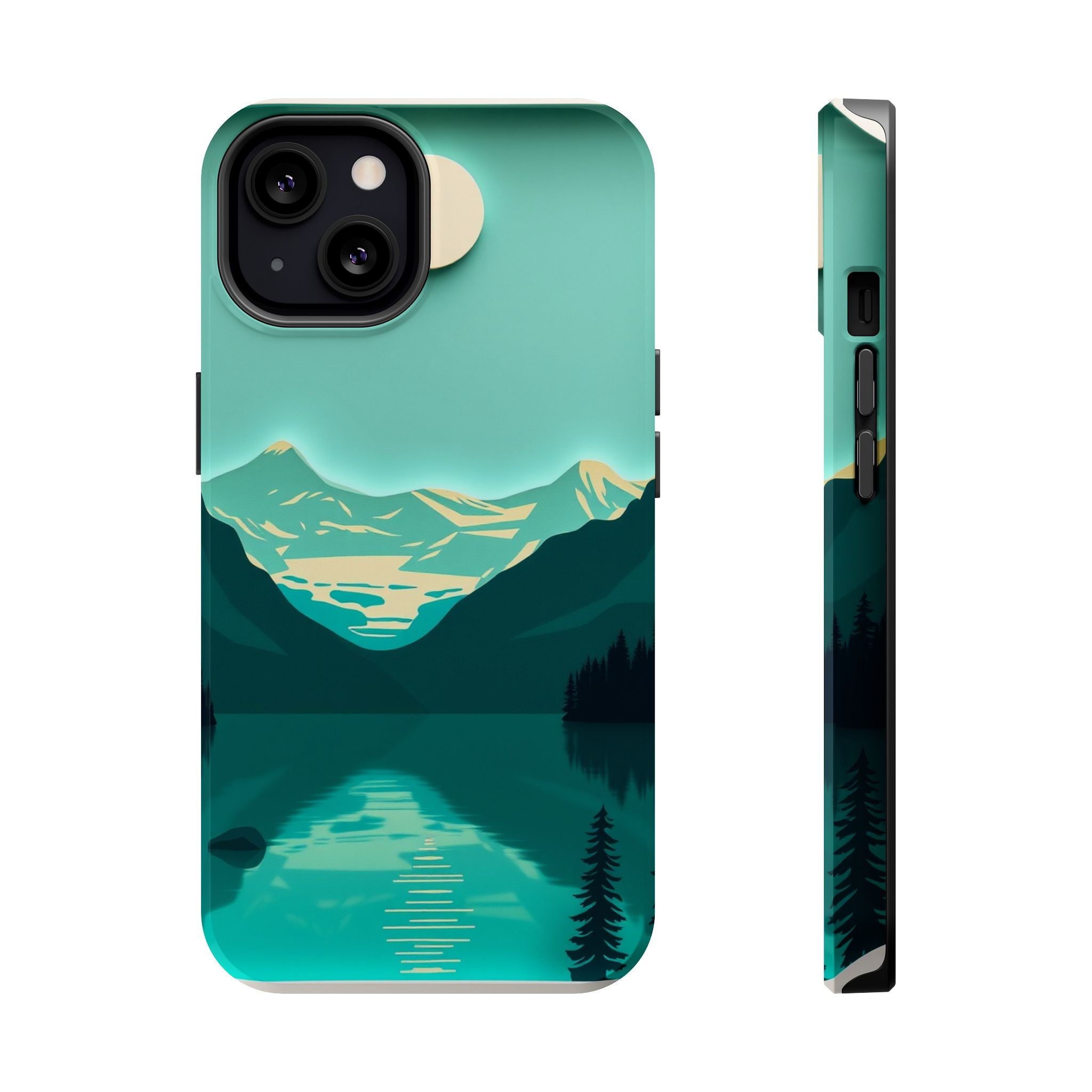 iPhone Glacier Lake Paper Cut Art Bold Modern Everyday Snap Case · iPhone Case