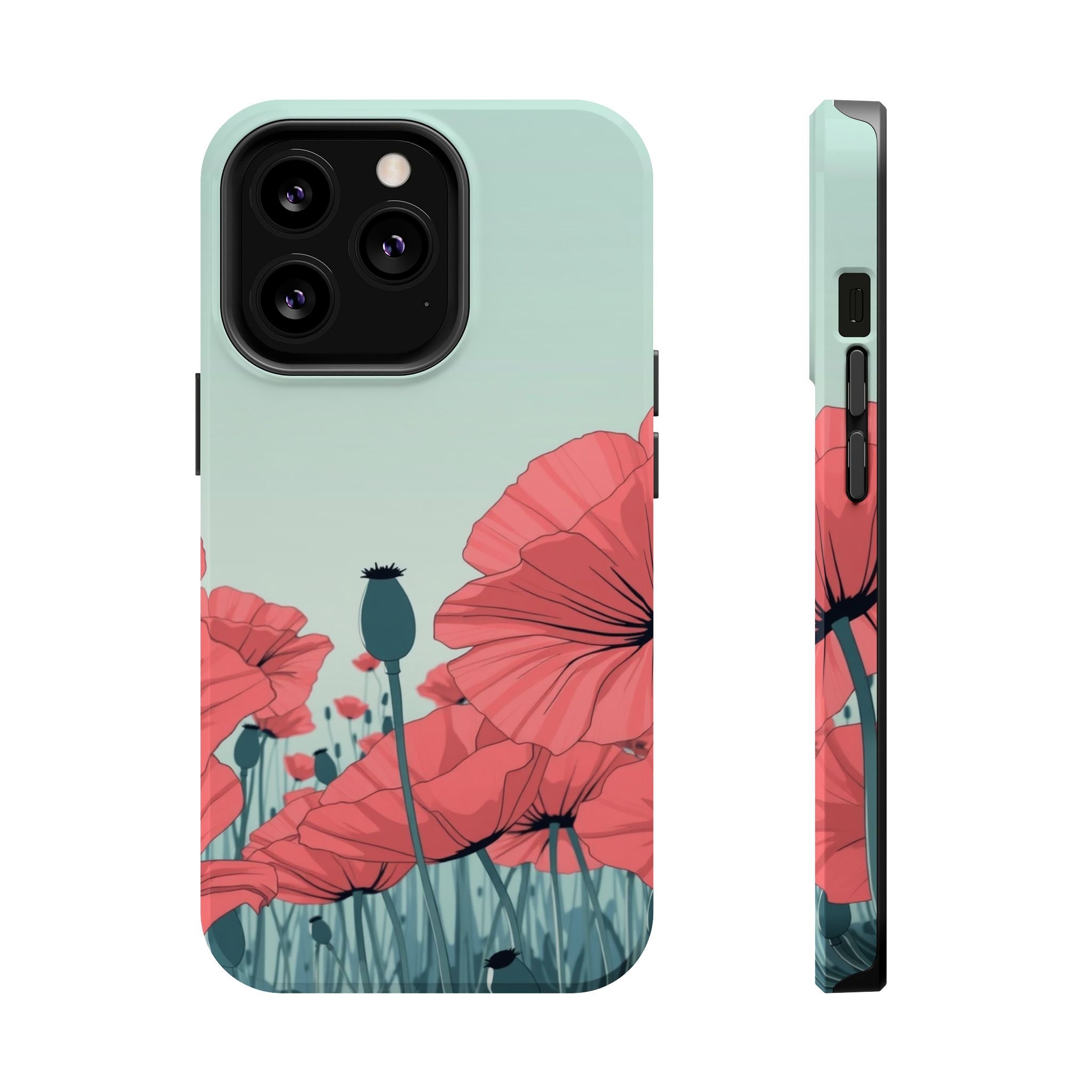 iPhone Mint And Blush Poppy Field Bold Modern Everyday Snap Case · iPhone Case