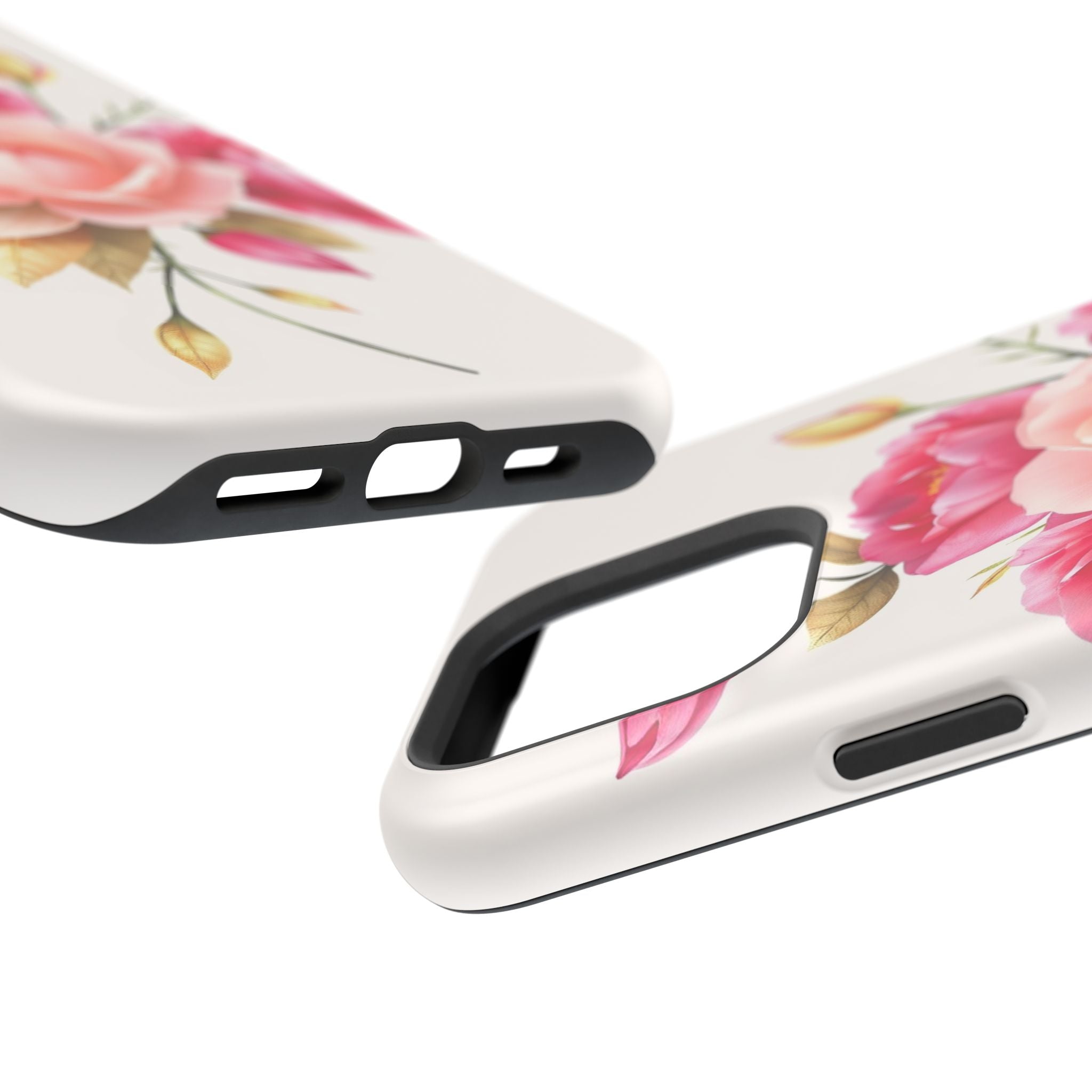 iPhone Rose Pink And Cream Neon Floral Slim Everyday Designer Case · iPhone Case