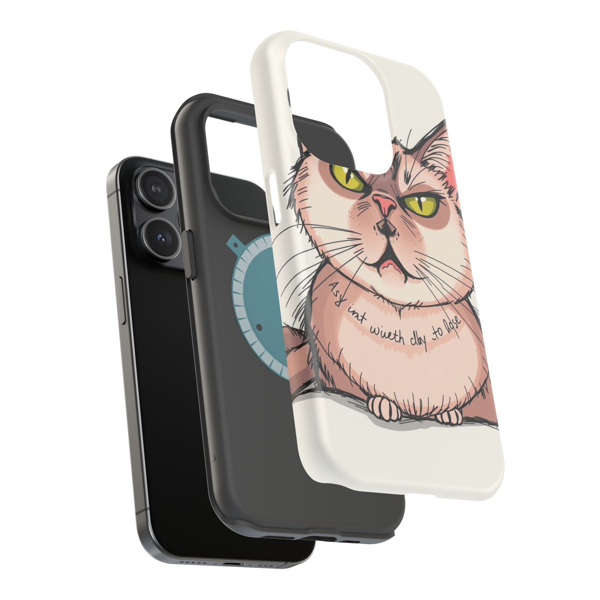 iPhone Sarcastic Cat Verdict Hand-Drawn Sketch Soft Finish Everyday Case · iPhon