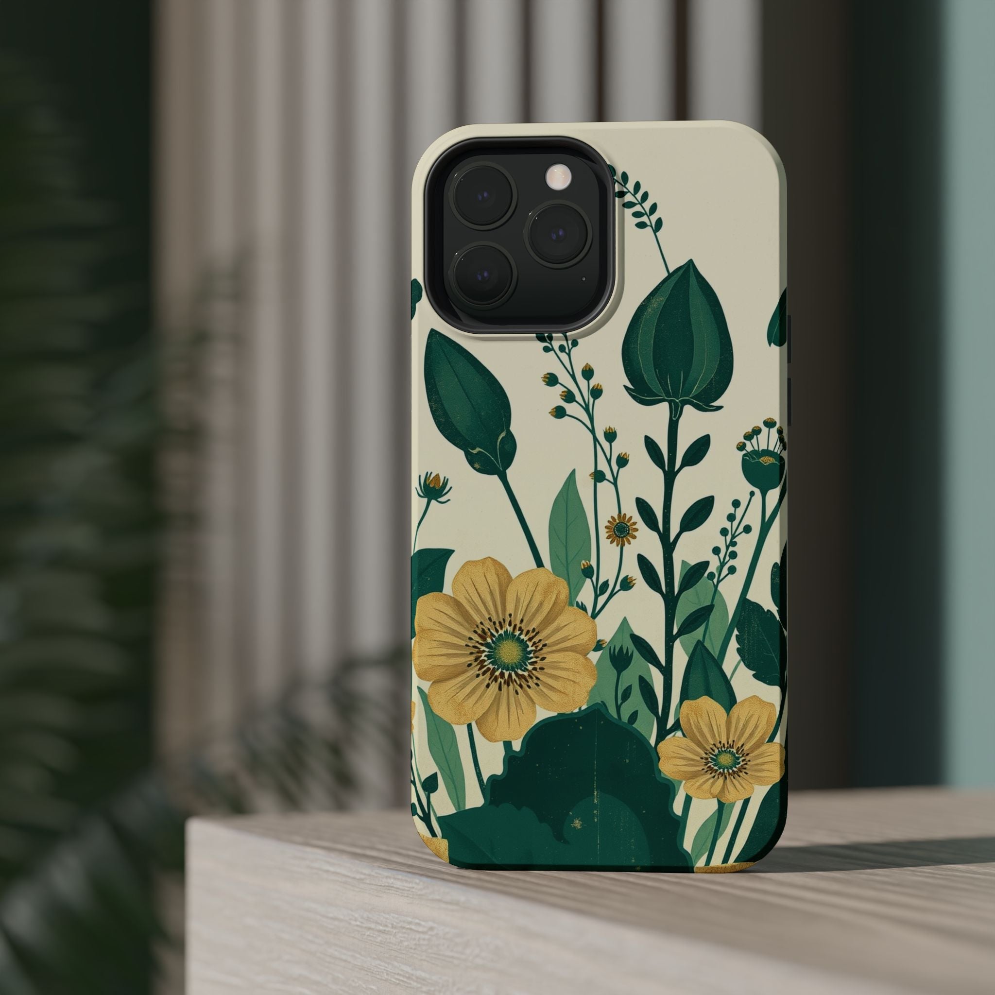 iPhone Emerald Green And Gold Pressed Botanicals Clean iPhone Minimal · iPhone C