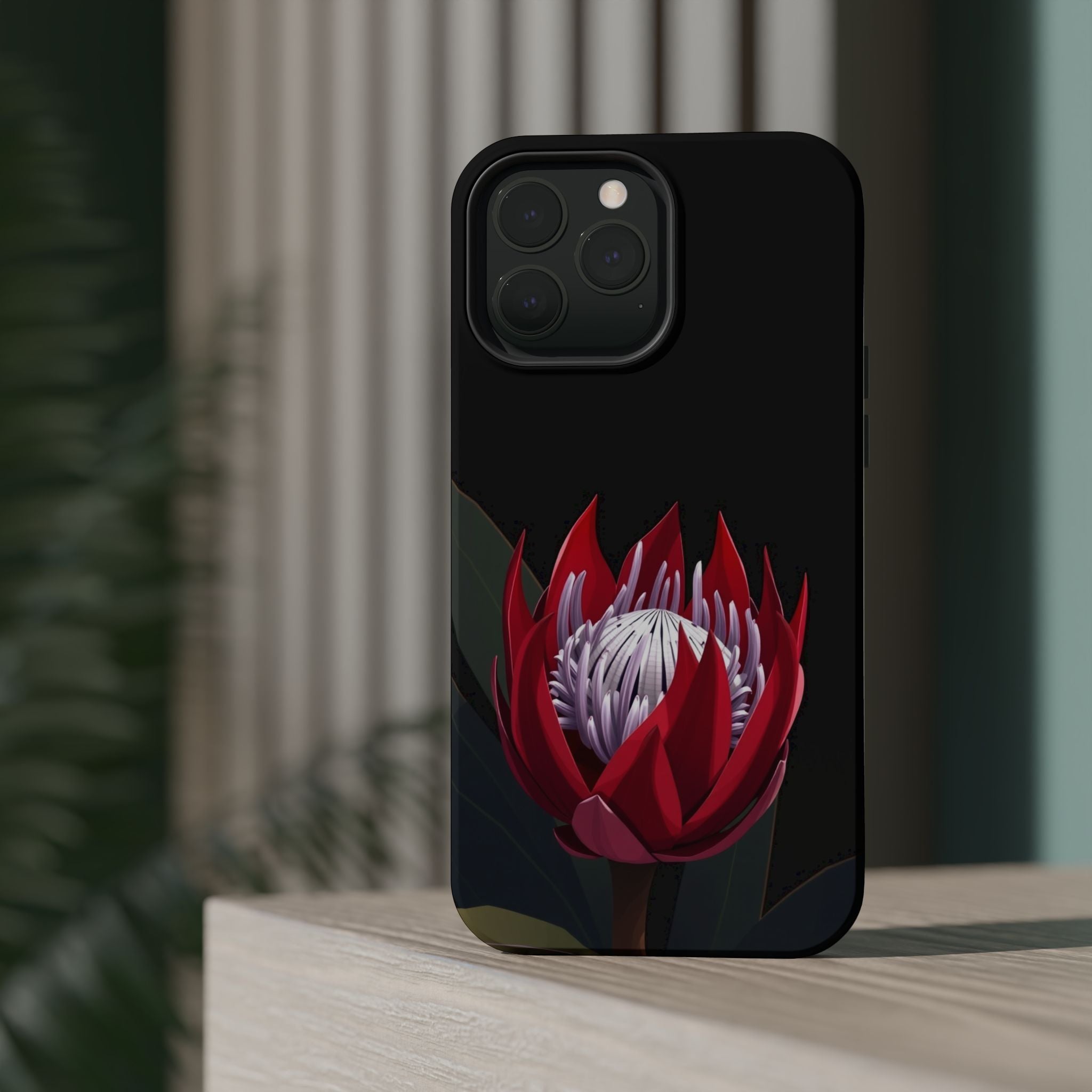 iPhone Black And Crimson Protea Bold Slim Everyday Designer Case · iPhone Case