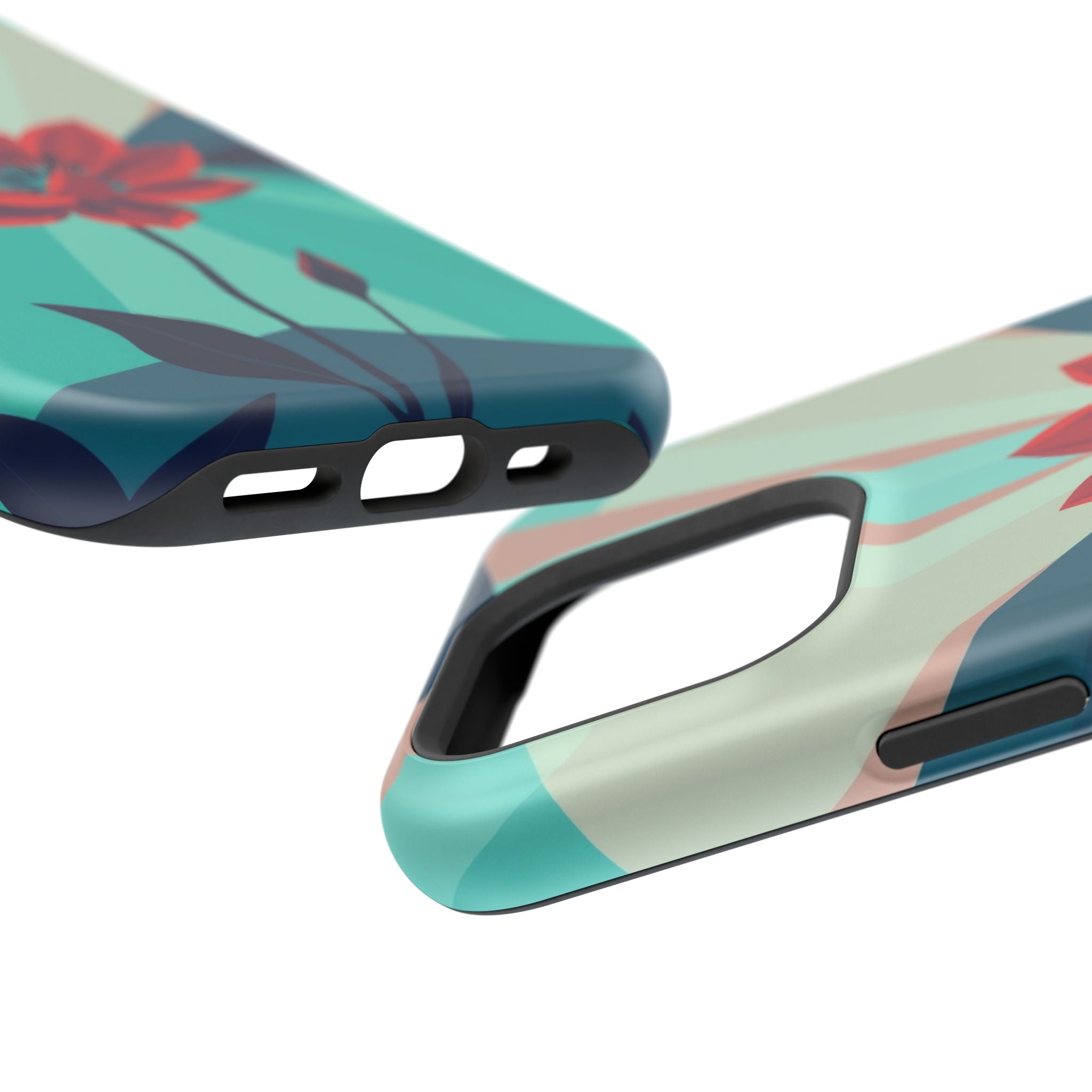 iPhone Teal And Coral Night Bloomer Slim Everyday Designer Case · iPhone Case