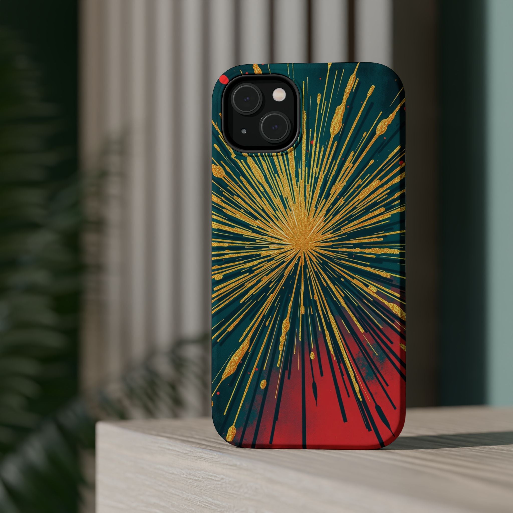 iPhone Gold Foil Burst Dark Gothic Ink Slim Everyday Designer Case · iPhone Case