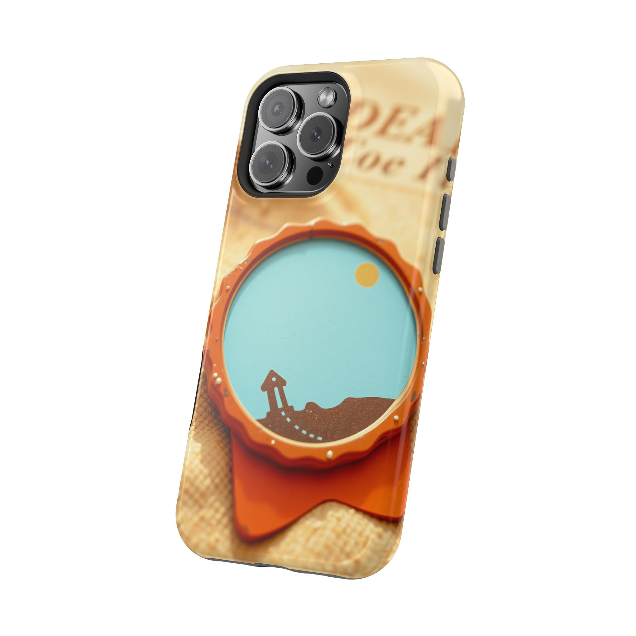 iPhone Burnt Orange And Sand Retro Travel Badge Soft Finish Everyday Case · iPho
