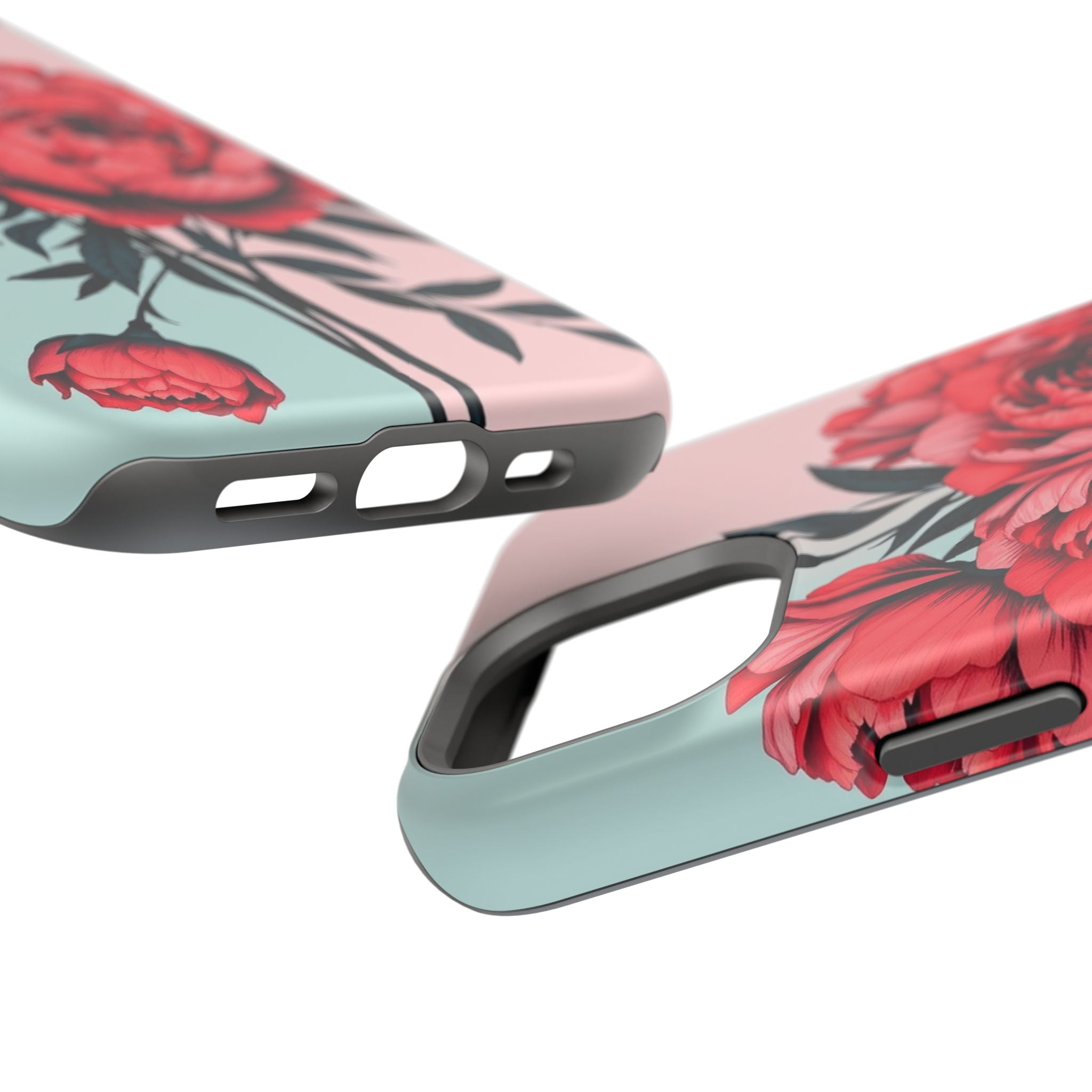 iPhone Teal And Coral Peony Bouquet Artistic Everyday Cas Slim Snap Case · iPhon