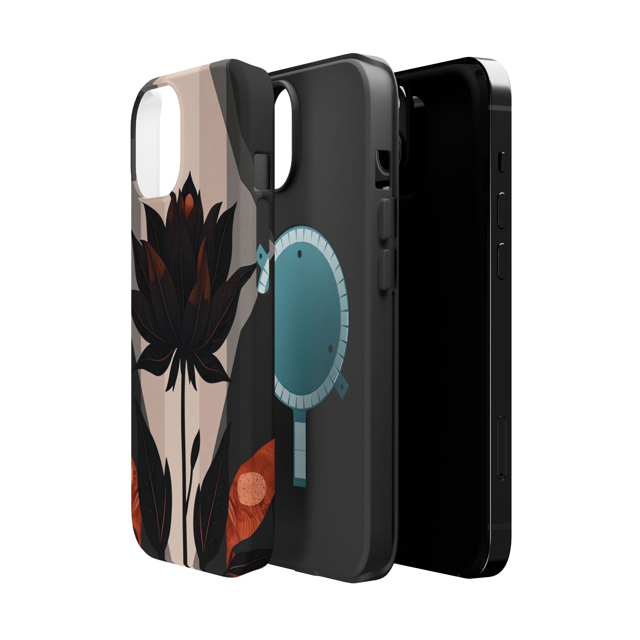 iPhone Charcoal And Copper Floral Silhouette Slim iPhone Everyday · iPhone Case