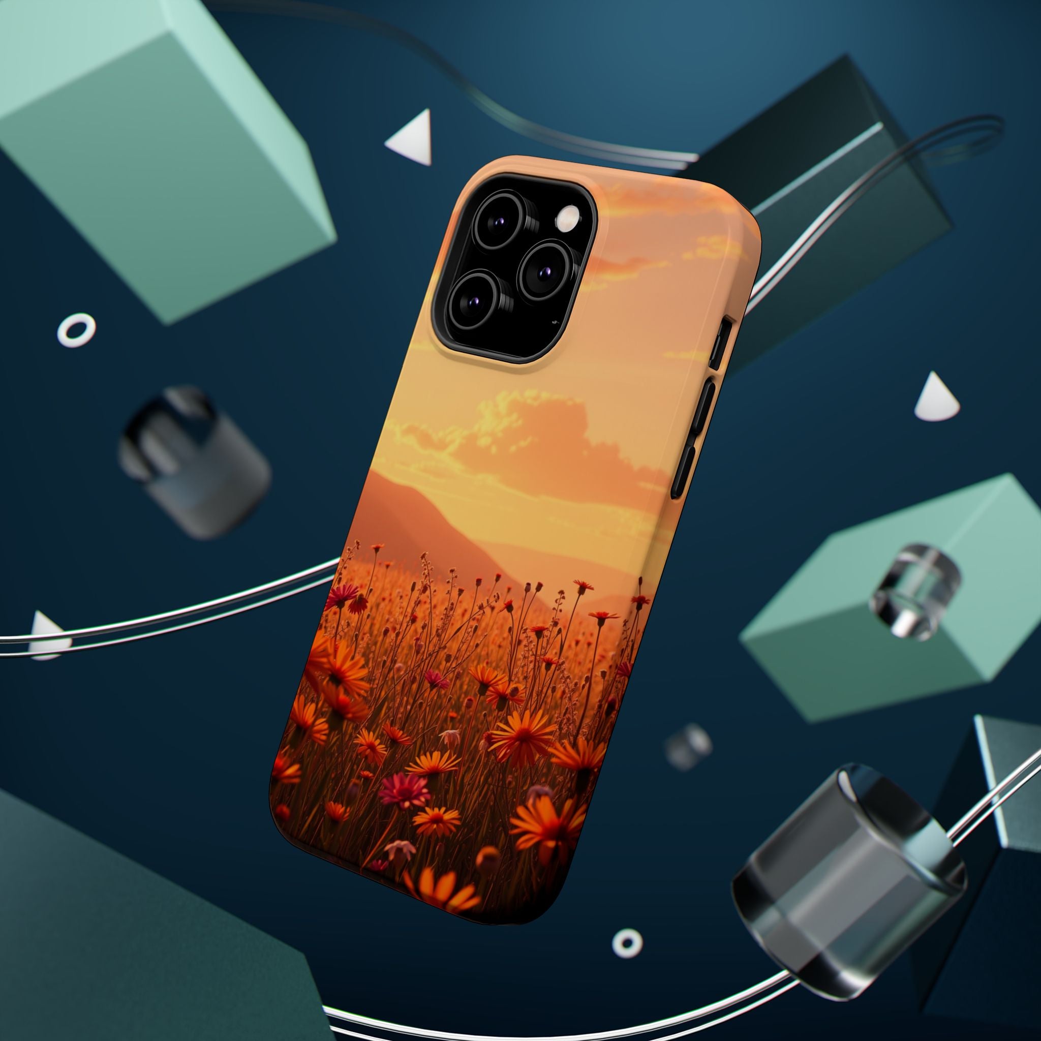 iPhone Sunset Amber And Peach Wildflower Field Soft iPhone Finish · iPhone Case