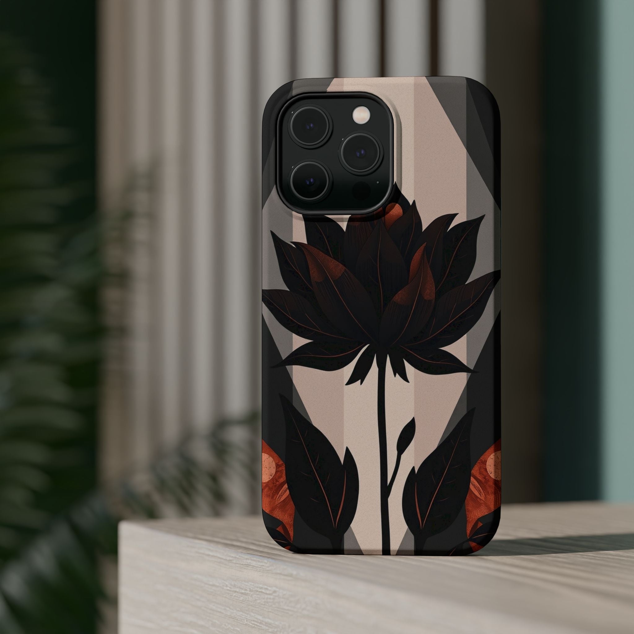 iPhone Charcoal And Copper Floral Silhouette Slim iPhone Everyday · iPhone Case