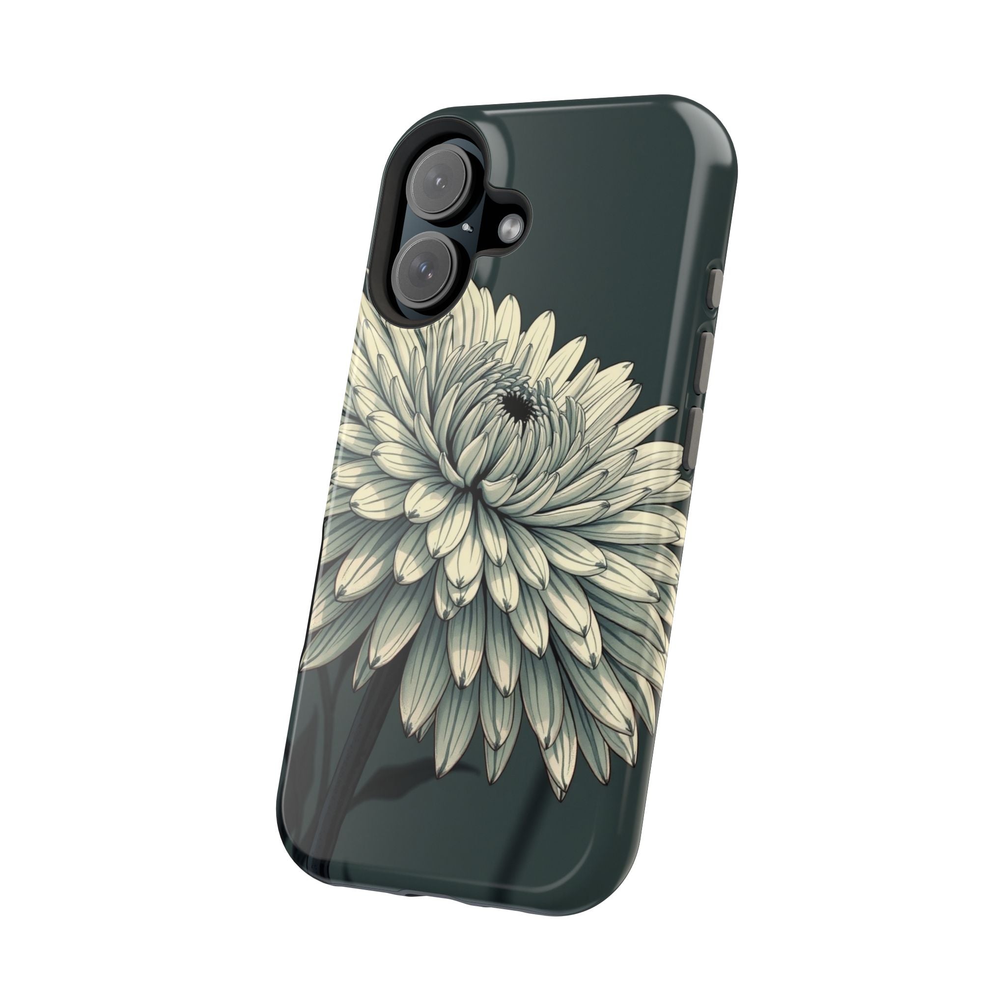iPhone Chrysanthemum Classic Dark Gothic Ink Carry Case Slim Snap Case · iPhone