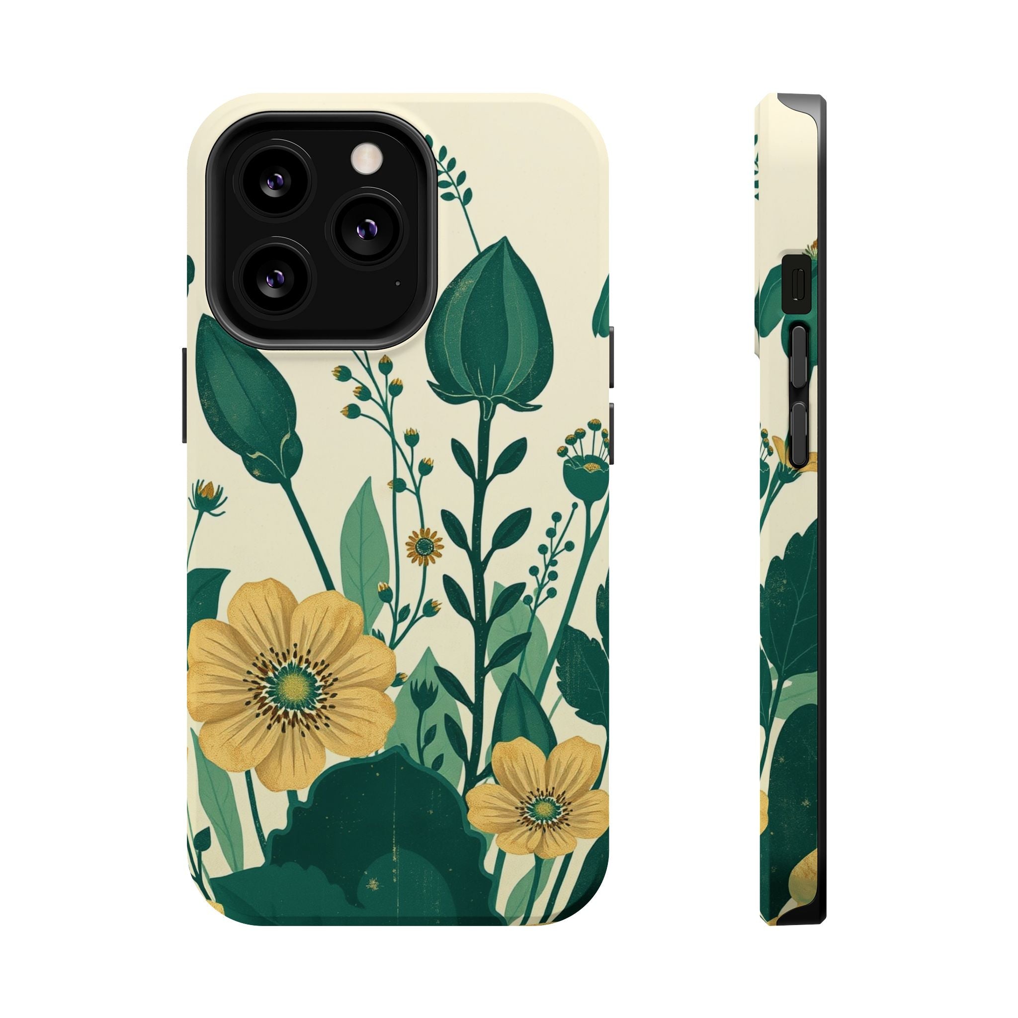 iPhone Emerald Green And Gold Pressed Botanicals Clean iPhone Minimal · iPhone C