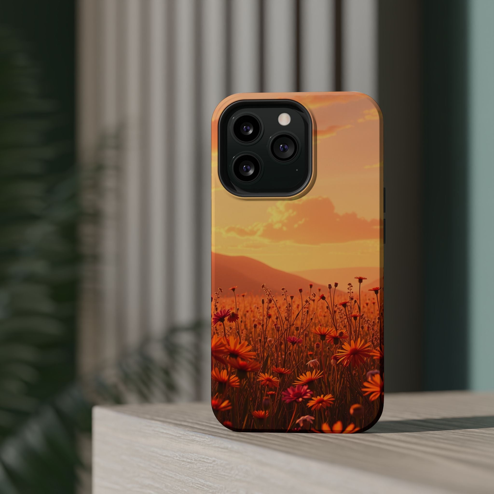iPhone Sunset Amber And Peach Wildflower Field Soft iPhone Finish · iPhone Case