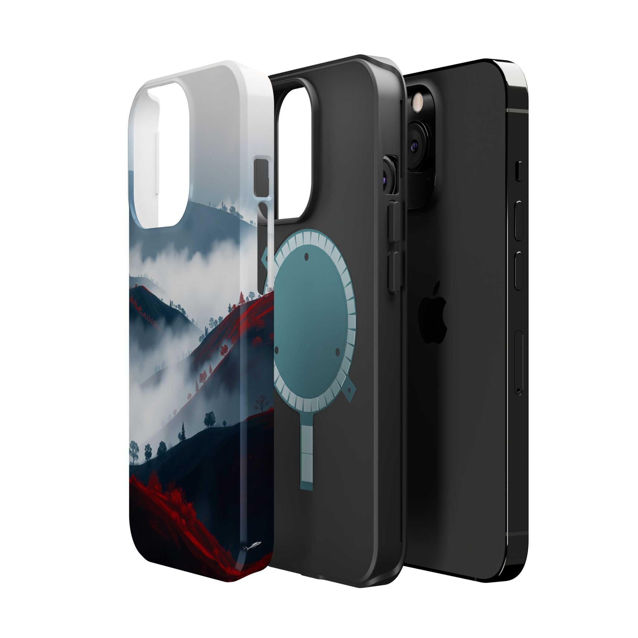 iPhone Black And Crimson Fog Rolling Over Hills Soft iPhone Finish · iPhone Case