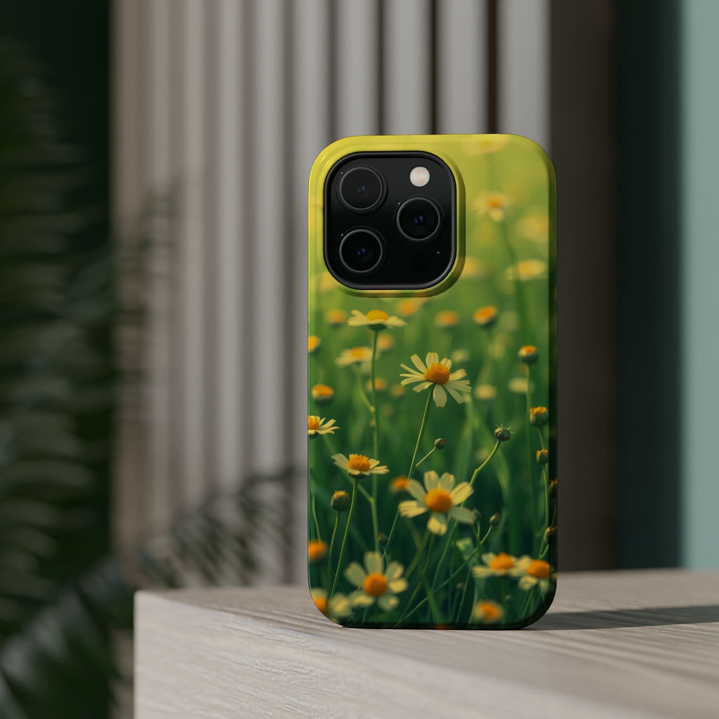 iPhone Emerald Green And Gold Wildflower Field Soft Finish Everyday · iPhone Cas