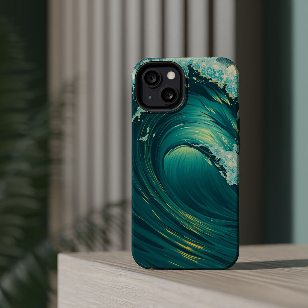 iPhone Emerald Green And Gold Ocean Wave Crash Soft iPhone Finish · iPhone Case