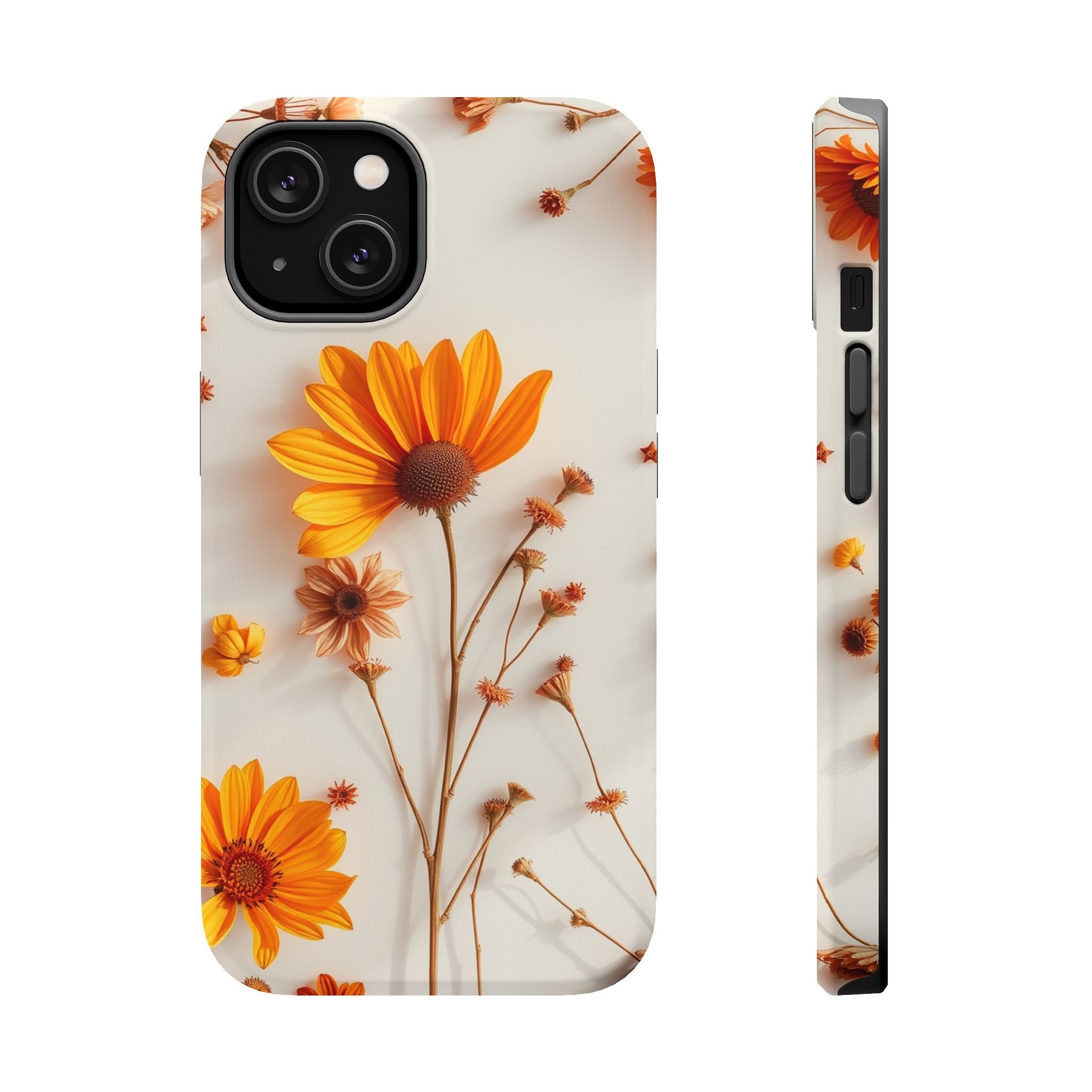 iPhone Mustard And Rust Dried Flower Flat Lay Carry Case Slim Snap Case · iPhone