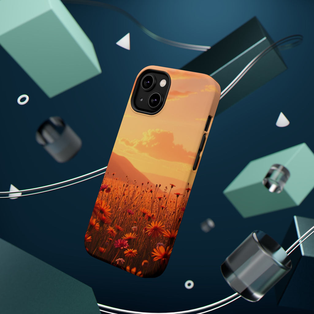 iPhone Sunset Amber And Peach Wildflower Field Soft iPhone Finish · iPhone Case