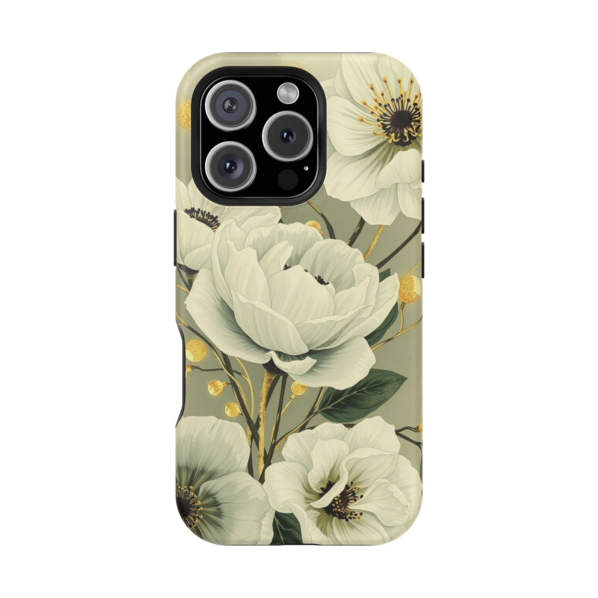 iPhone Sage And Ivory Floral Ink Wash Slim Everyday iPhone 14 Designer · iPhone