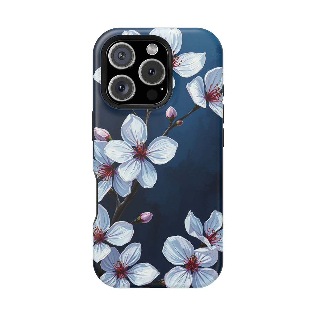 iPhone Midnight Blue And Silver Cherry Blossom Soft iPhone Finish · iPhone Case