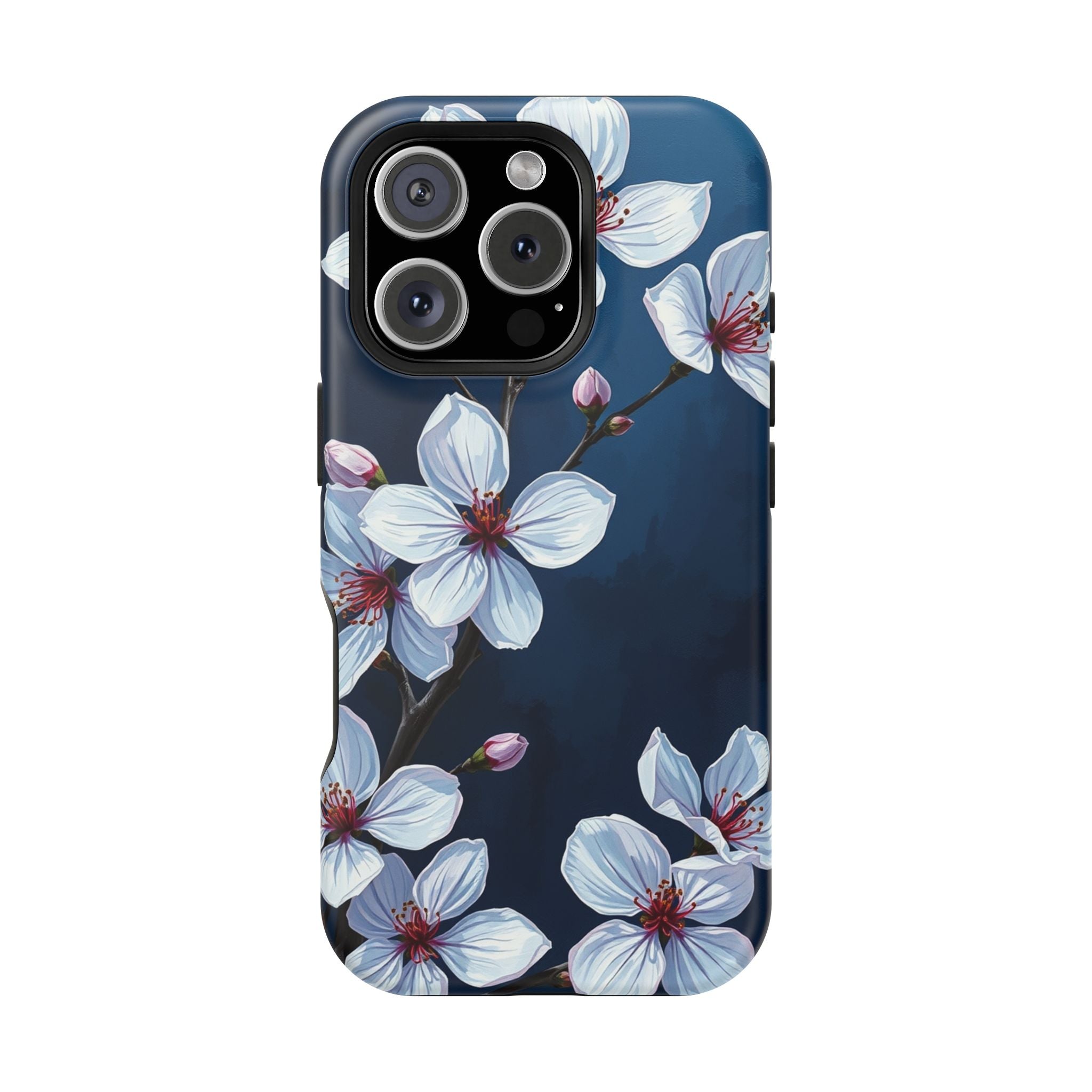 iPhone Midnight Blue And Silver Cherry Blossom Soft iPhone Finish · iPhone Case