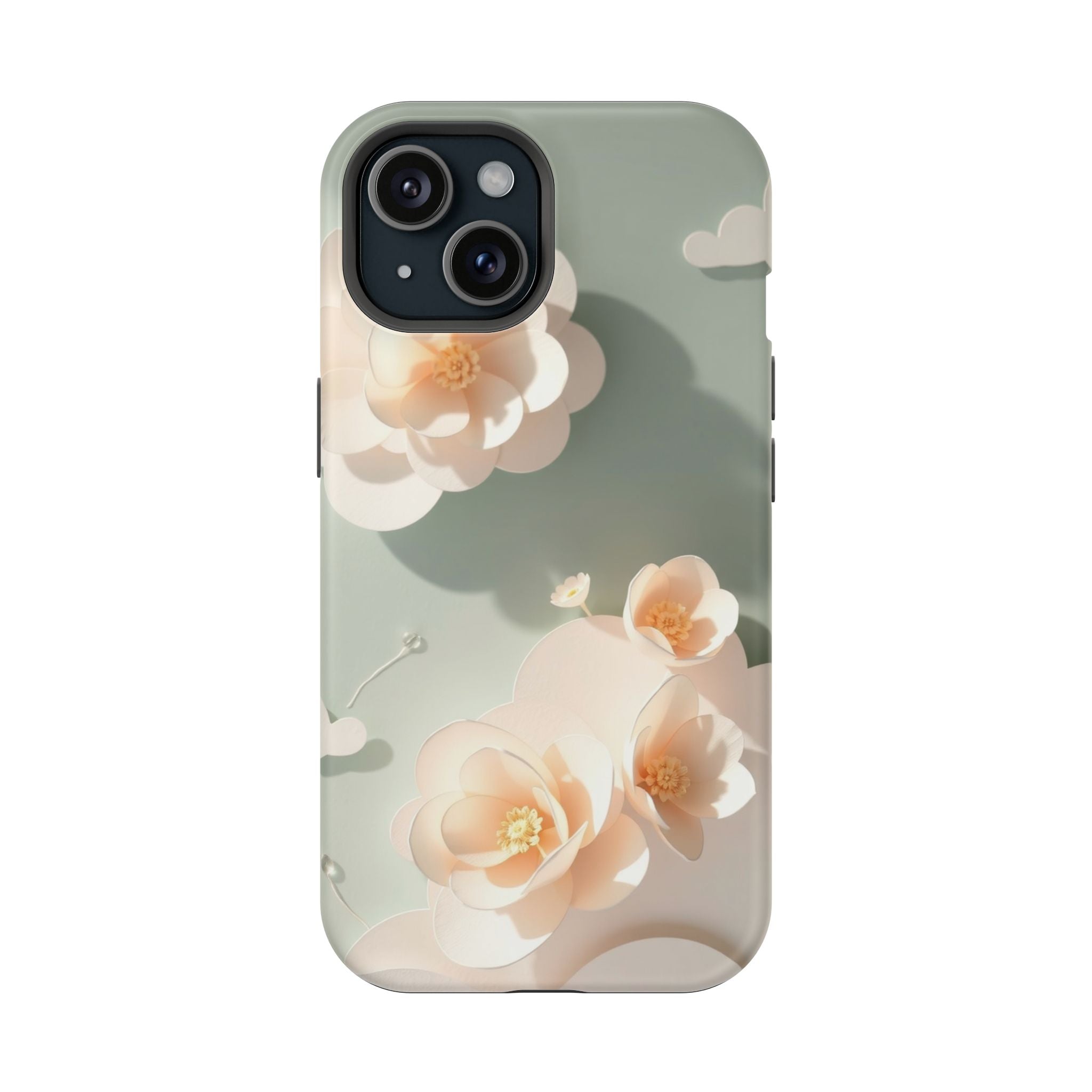 iPhone Sage And Ivory Pastel Floral Cloud Slim iPhone Everyday Designer · iPhone