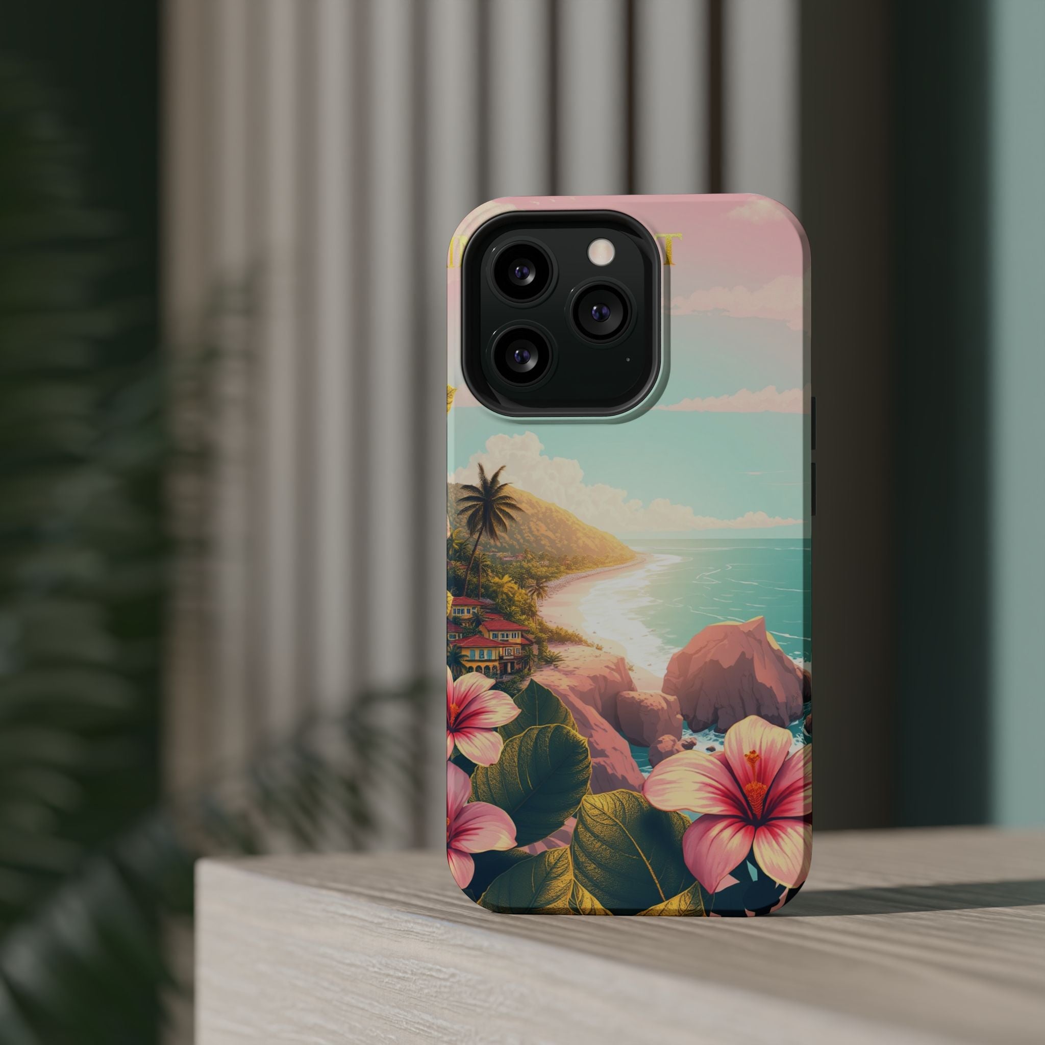 iPhone Mint And Blush Hibiscus Coast Slim Everyday iPhone 14 Designer · iPhone C