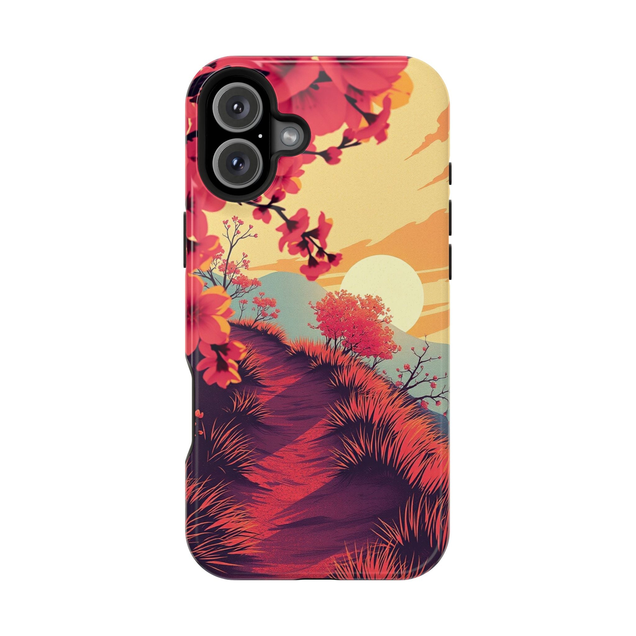 iPhone Sunset Amber And Peach Blossom Trail Soft iPhone 15 Finish · iPhone Case